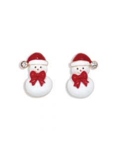 ENAMEL DANDY SNOWMEN WITH BOW TIES EARRINGS
