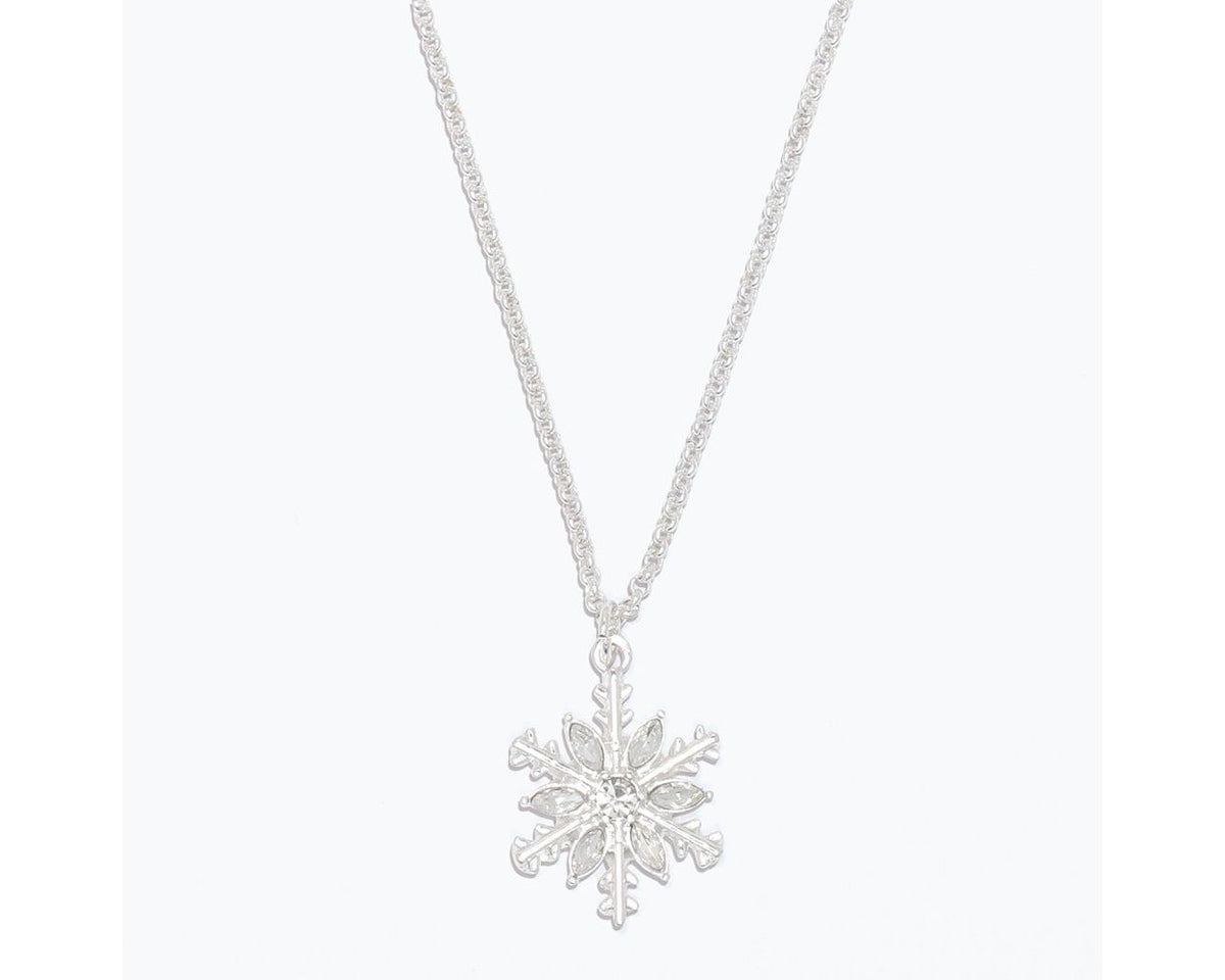 SILVER SNOWFLAKE NECKLACE WITH CRYSTALS