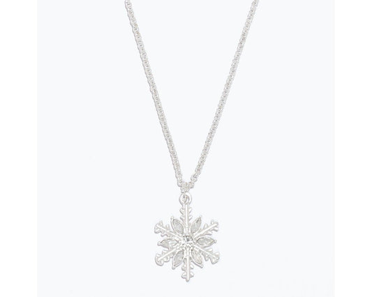 SILVER SNOWFLAKE NECKLACE WITH CRYSTALS