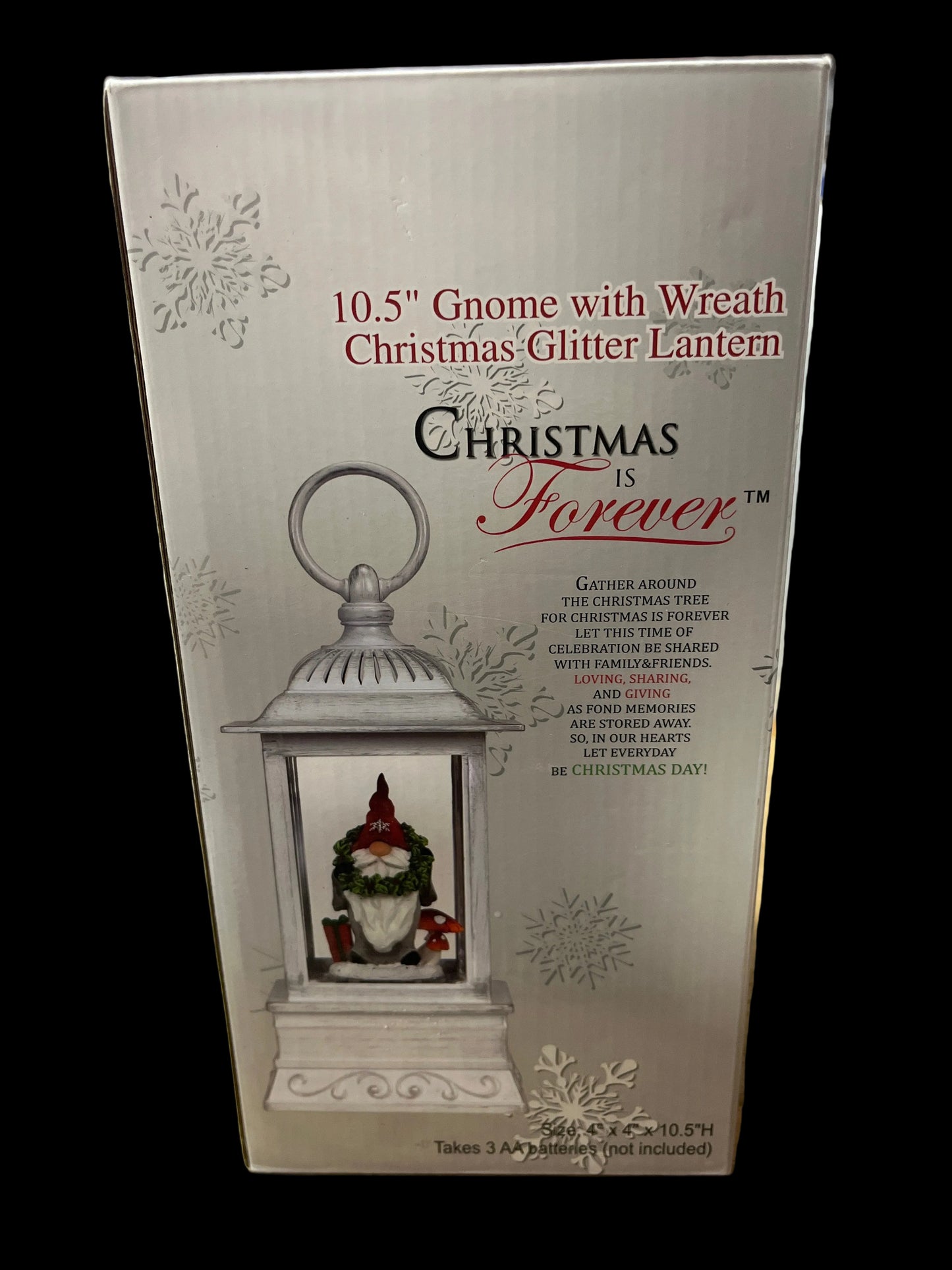 10.5” GNOME WITH WREATH CHRISTMAS GLITTER LANTERN