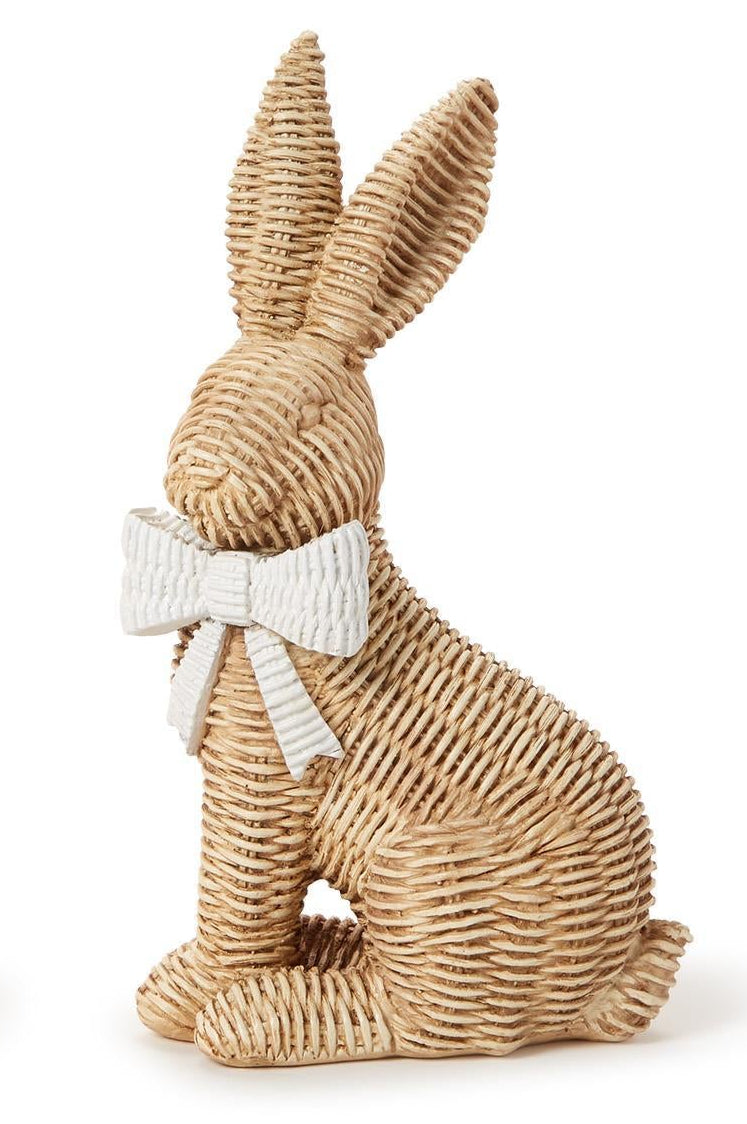 WICKER WEAVE PATTERN EASTER BUNNY WITH BOW
