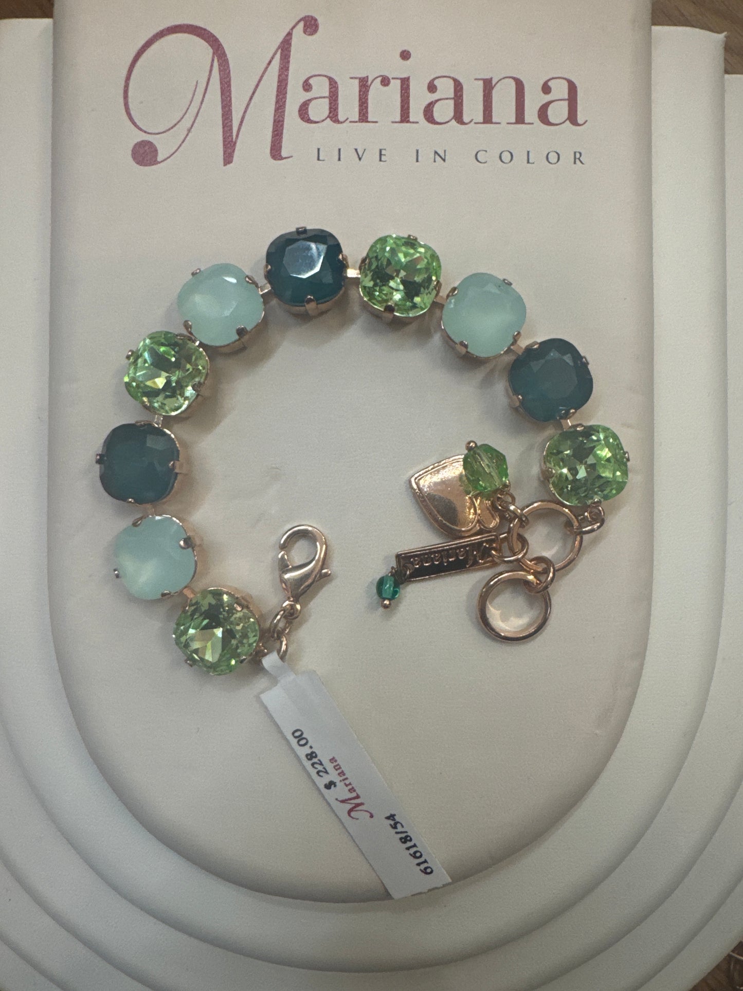 RG - LARGE MULTI GREEN CRYSTAL - BRACELET