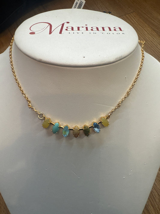 YG - MARQUISE STONE BLUE & EARTH TONES - NECKLACE