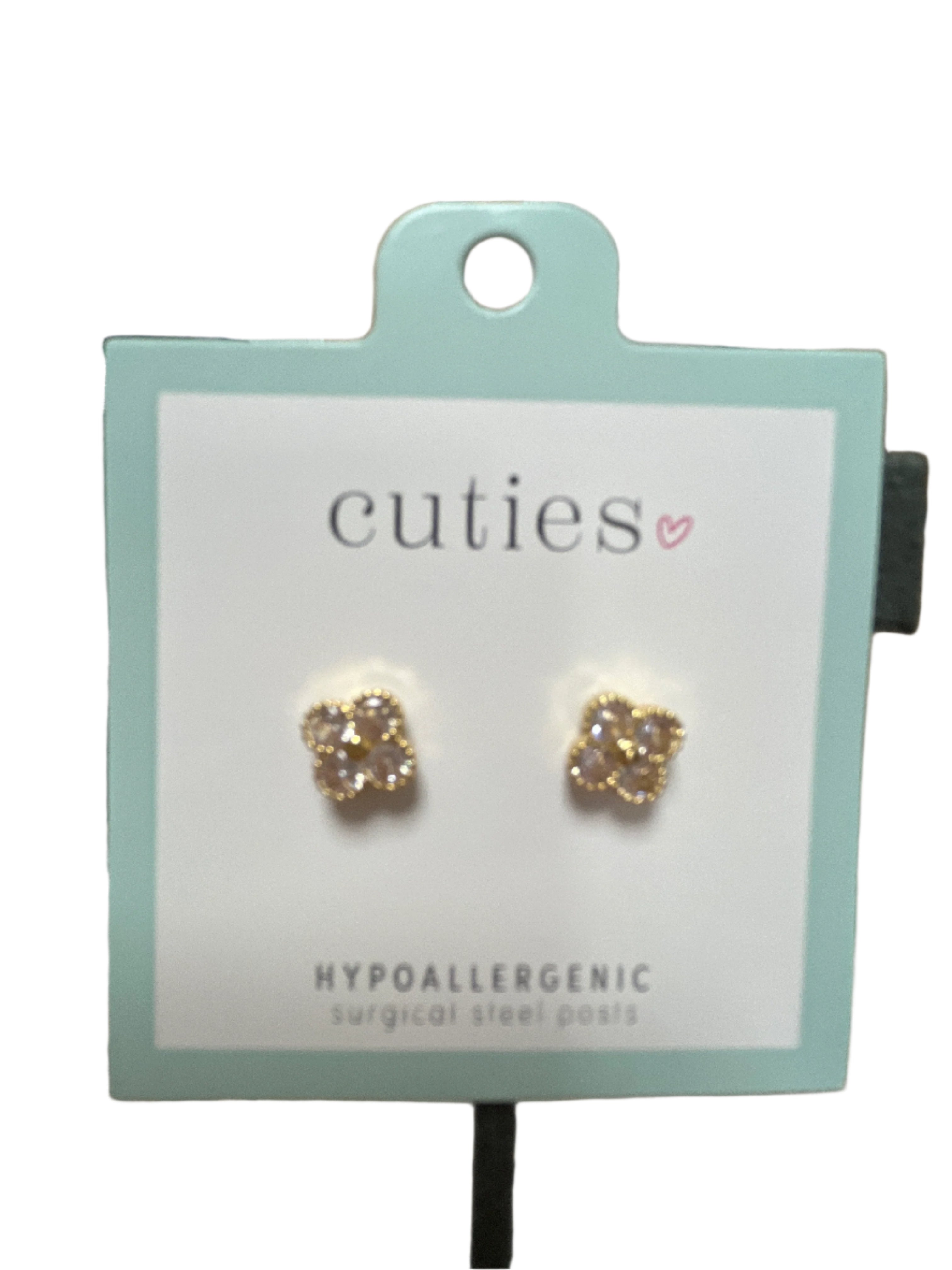 GOLD CLOVER EARRINGS WITH CRYSTALS