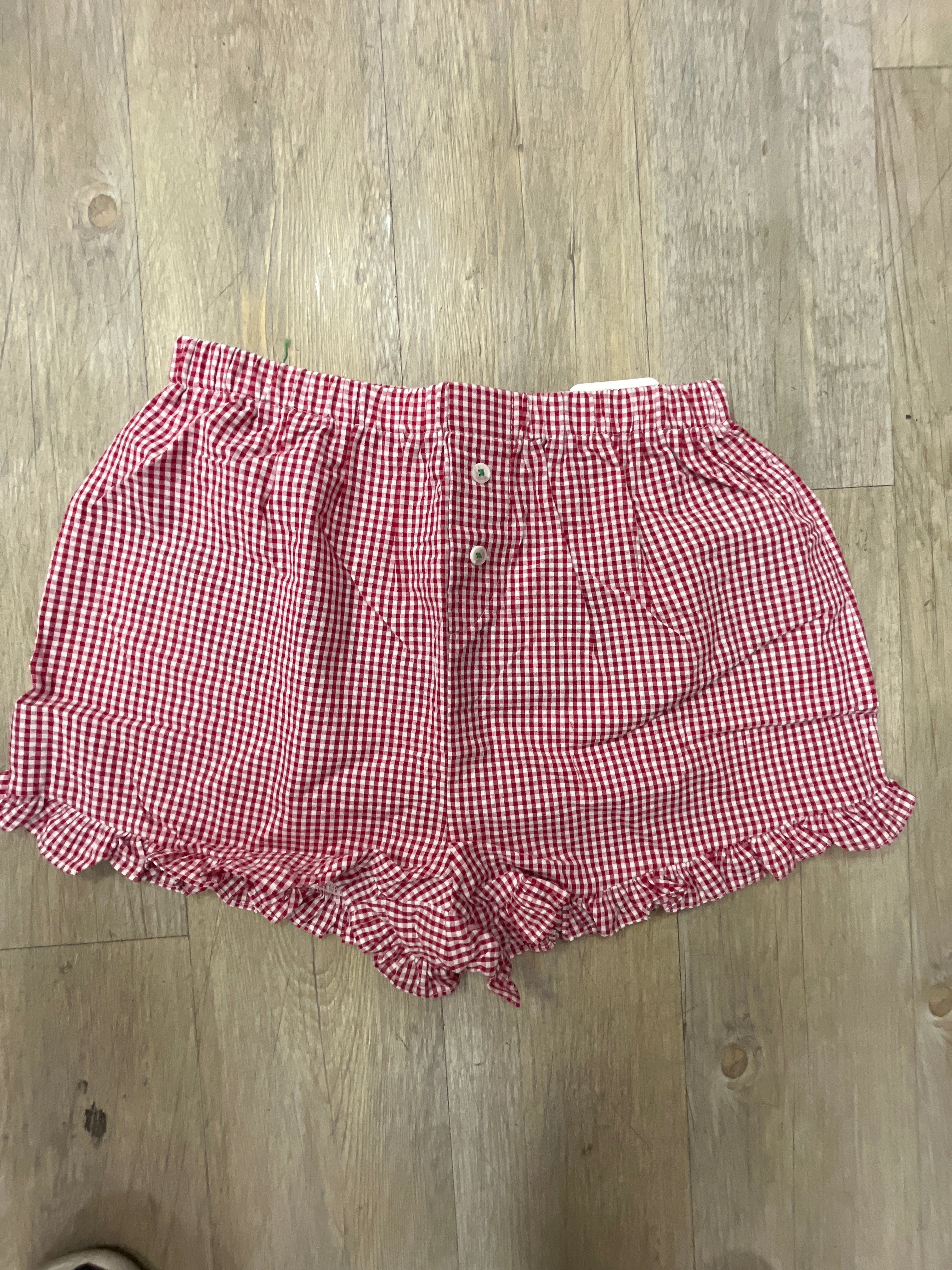 CHEERS GINGHAM RUFFLED SHORTS - RED
