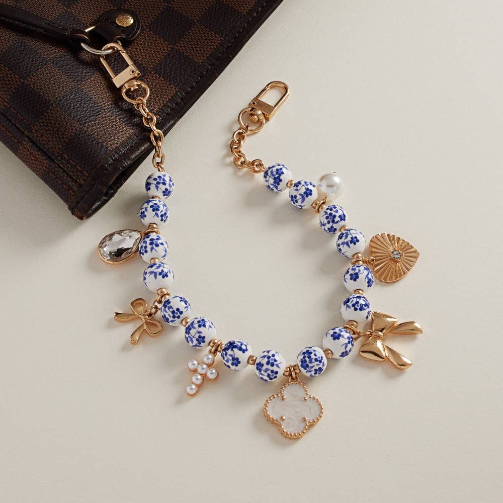Mixed Metal Charms W Ceramic Beads Swag Bag Charm