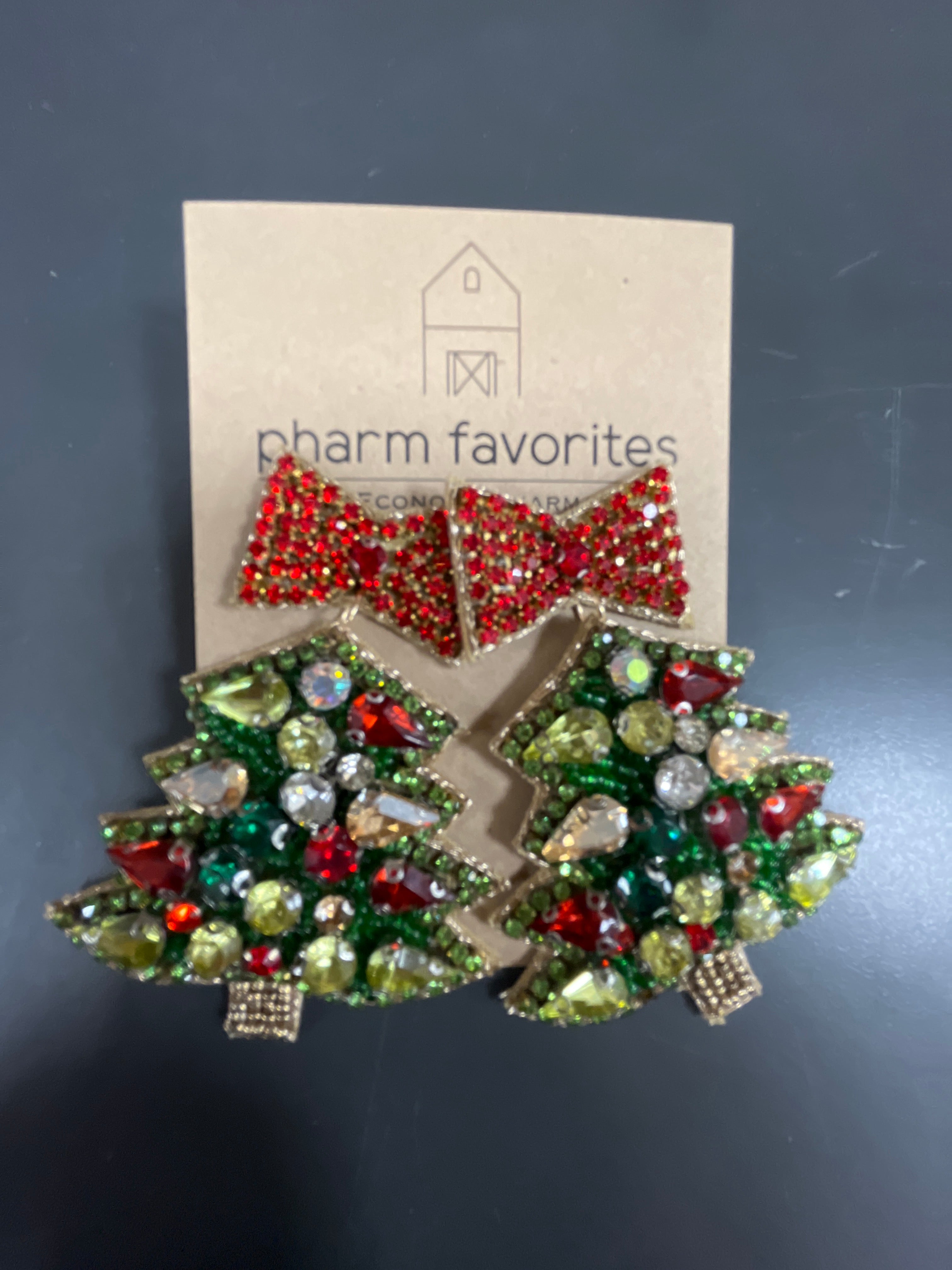 CHRISTMAS TREE WITH BOW EARRINGS
