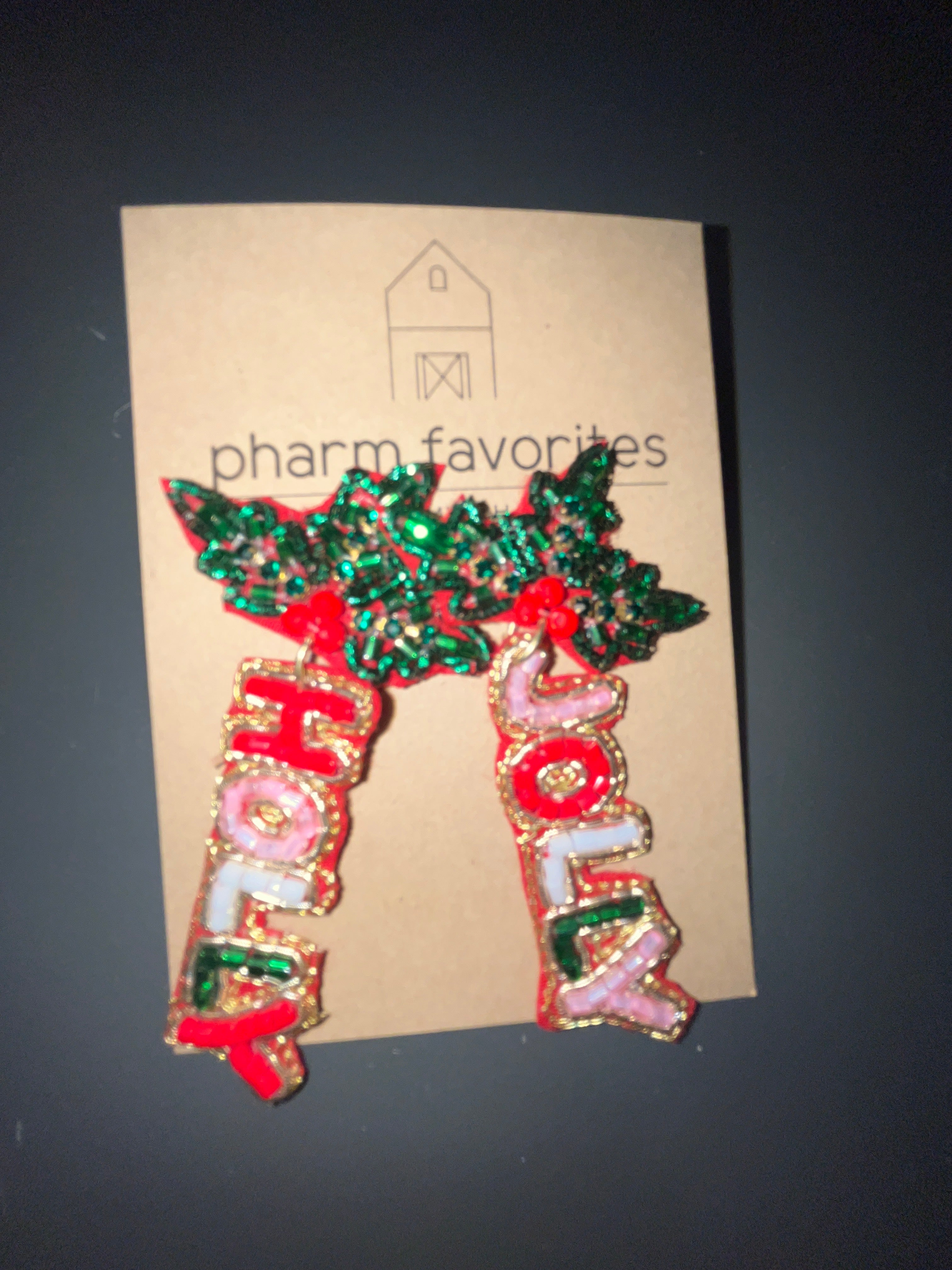 BEADED HOLLY JOLLY EARRING