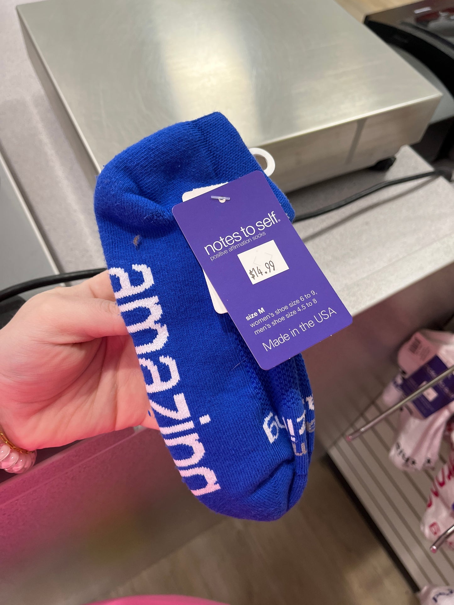 SOCKS - AMAZING - BLUE W/WHITE - M - Pharm Favorites by Economy Pharmacy