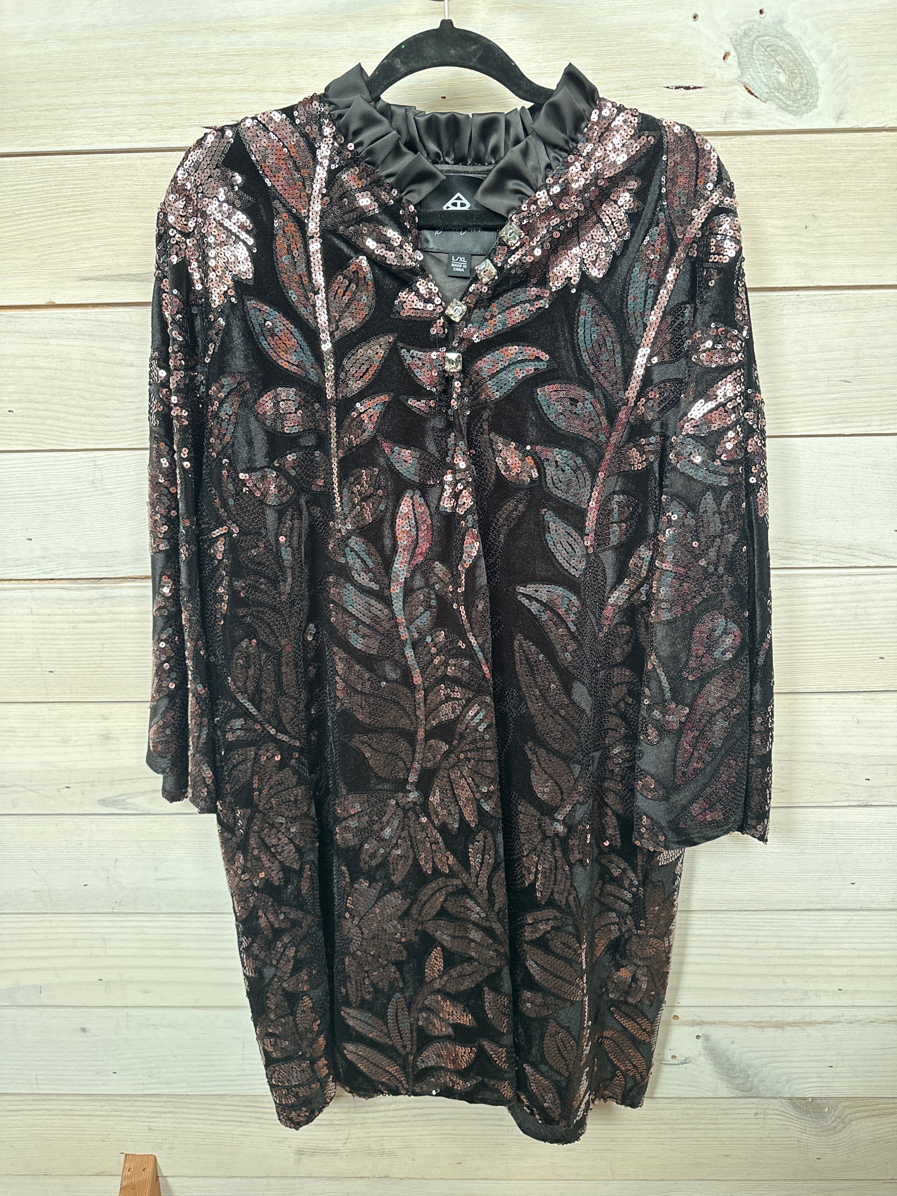 BLACK VELVET WITH SMOKEY TOPAZ SEQUINS