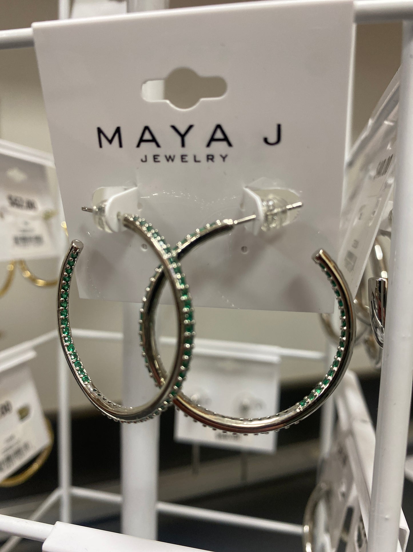 SILVER HOOPS - GREEN