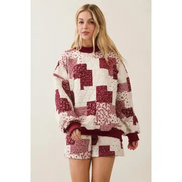 VINTAGE PATCHWORK LOUNGE 2 PC. SHORT SET