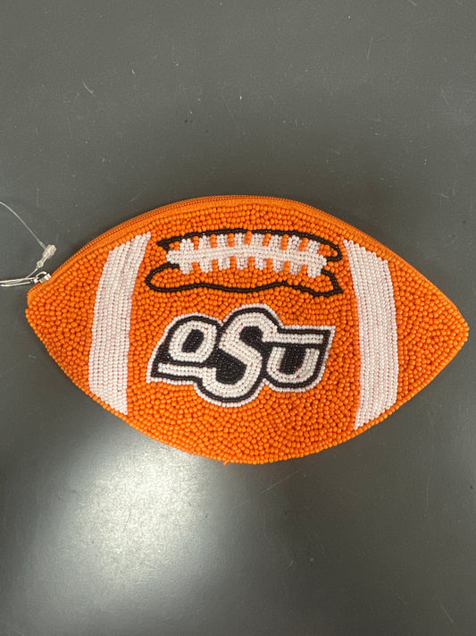 BEADED COIN POUCH - FOOTBALL OSU
