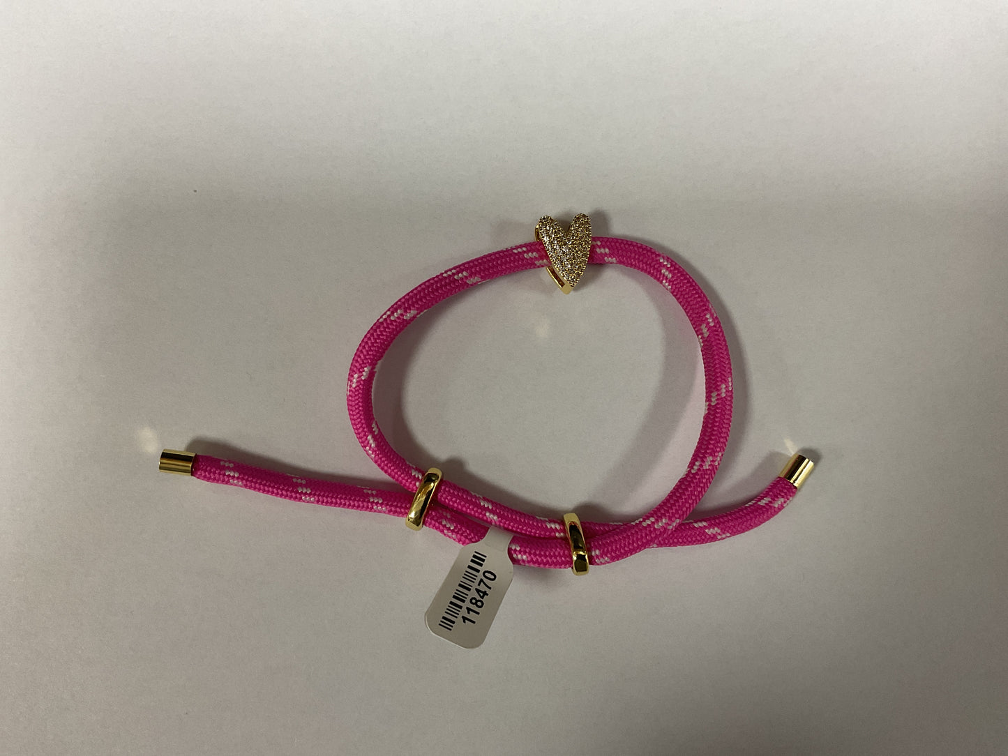 CORD BRACELET WITH PAVE HEART SLIDE CHARM