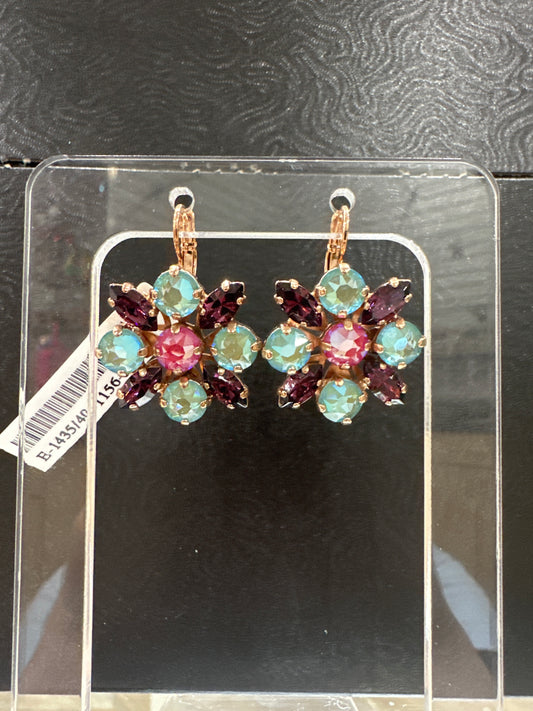 MARIANA EARRINGS - RG - BLUE & PURPLE CLUSTER