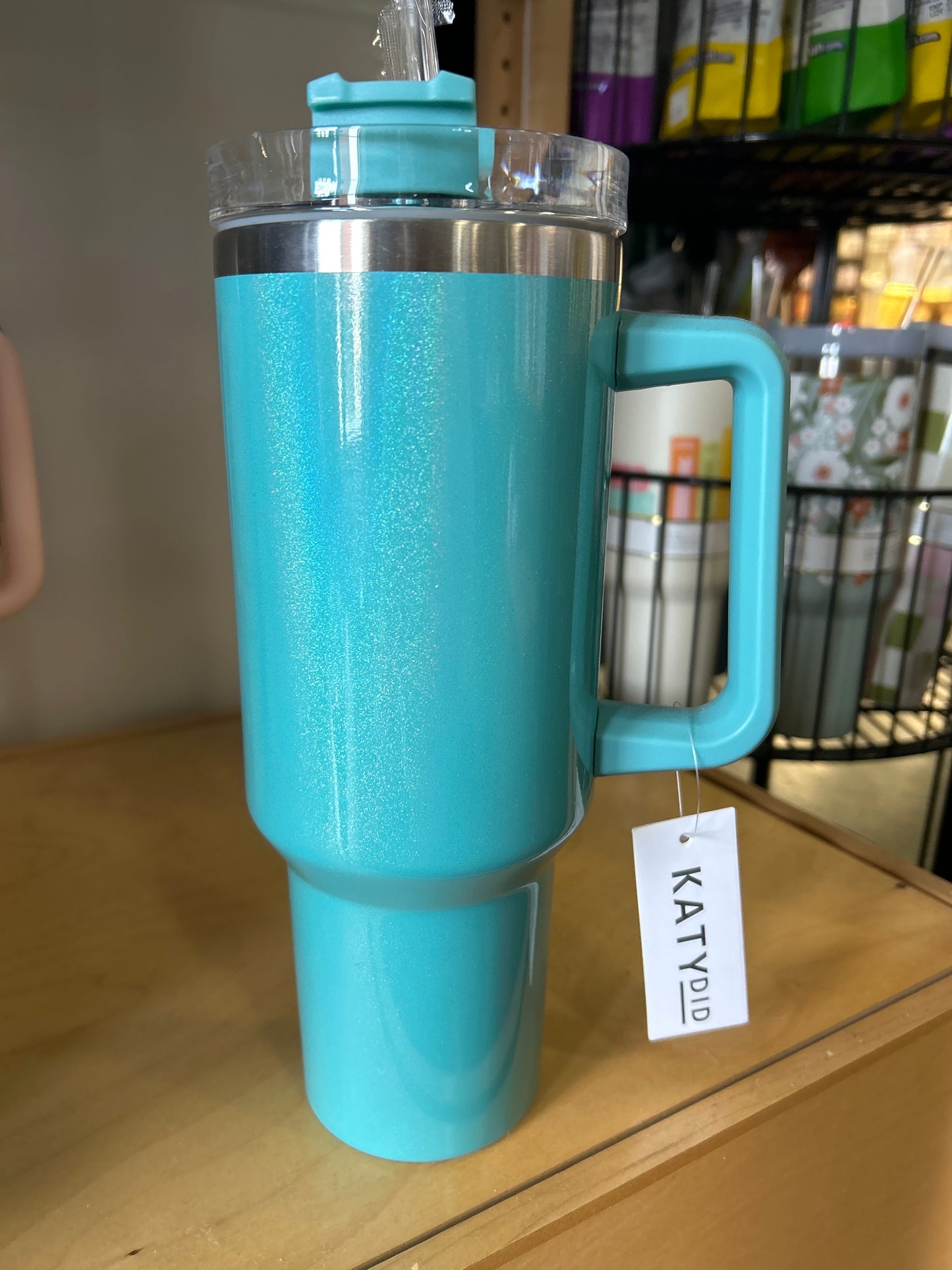 KATY DID TUMBLER- TEAL SPARKLE