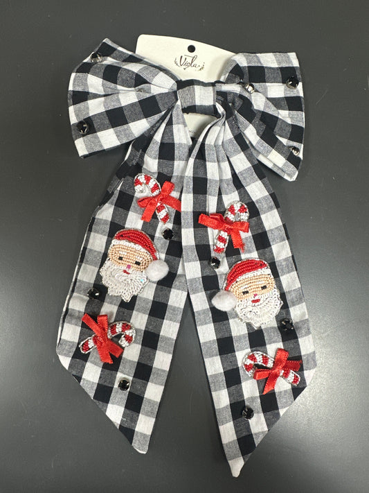 CHECKER SANTA BOW - BLACK