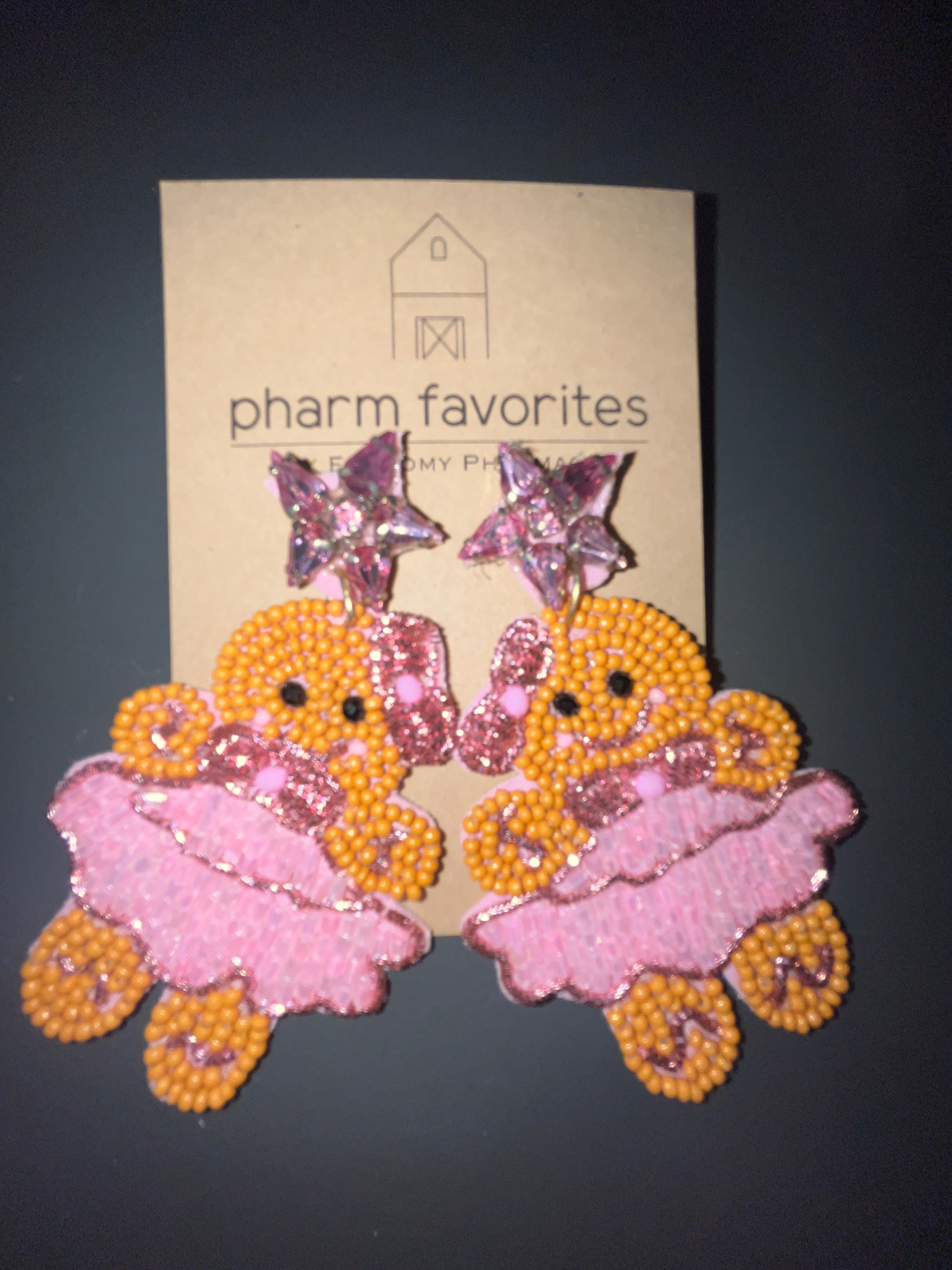 BEADED GINGERBREAD PINK EARRING