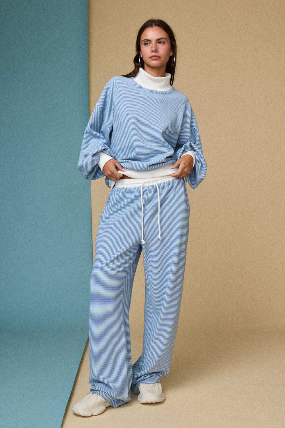 MOCK NECK BLUE STRIPE LOUNGE SET - Pharm Favorites by Economy Pharmacy