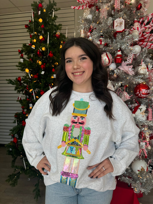 Grey Colorblock Drummer Nutcracker Sweatshirt