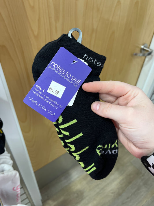 SOCKS - PICKLEBALL - BLACK W/LIME GREEN - L