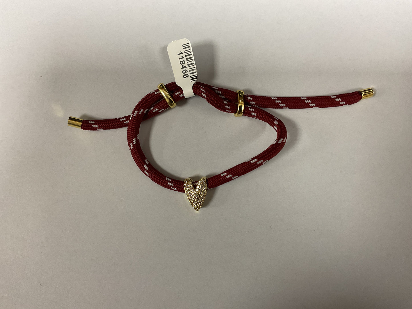 CORD BRACELET WITH PAVE HEART SLIDE CHARM