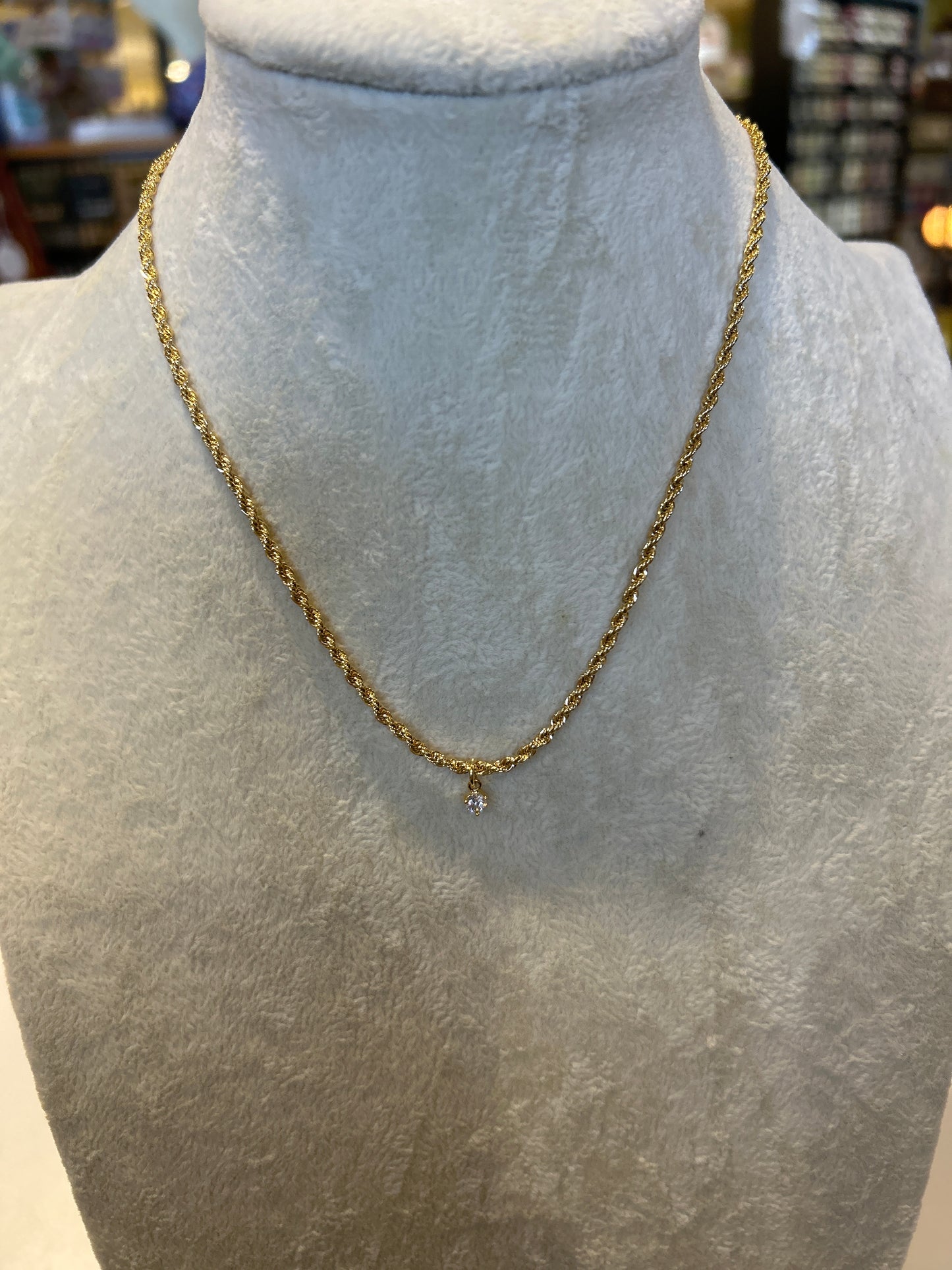 GOLD ROPE CHAIN W/CRYSTAL PENDANT - Pharm Favorites by Economy Pharmacy