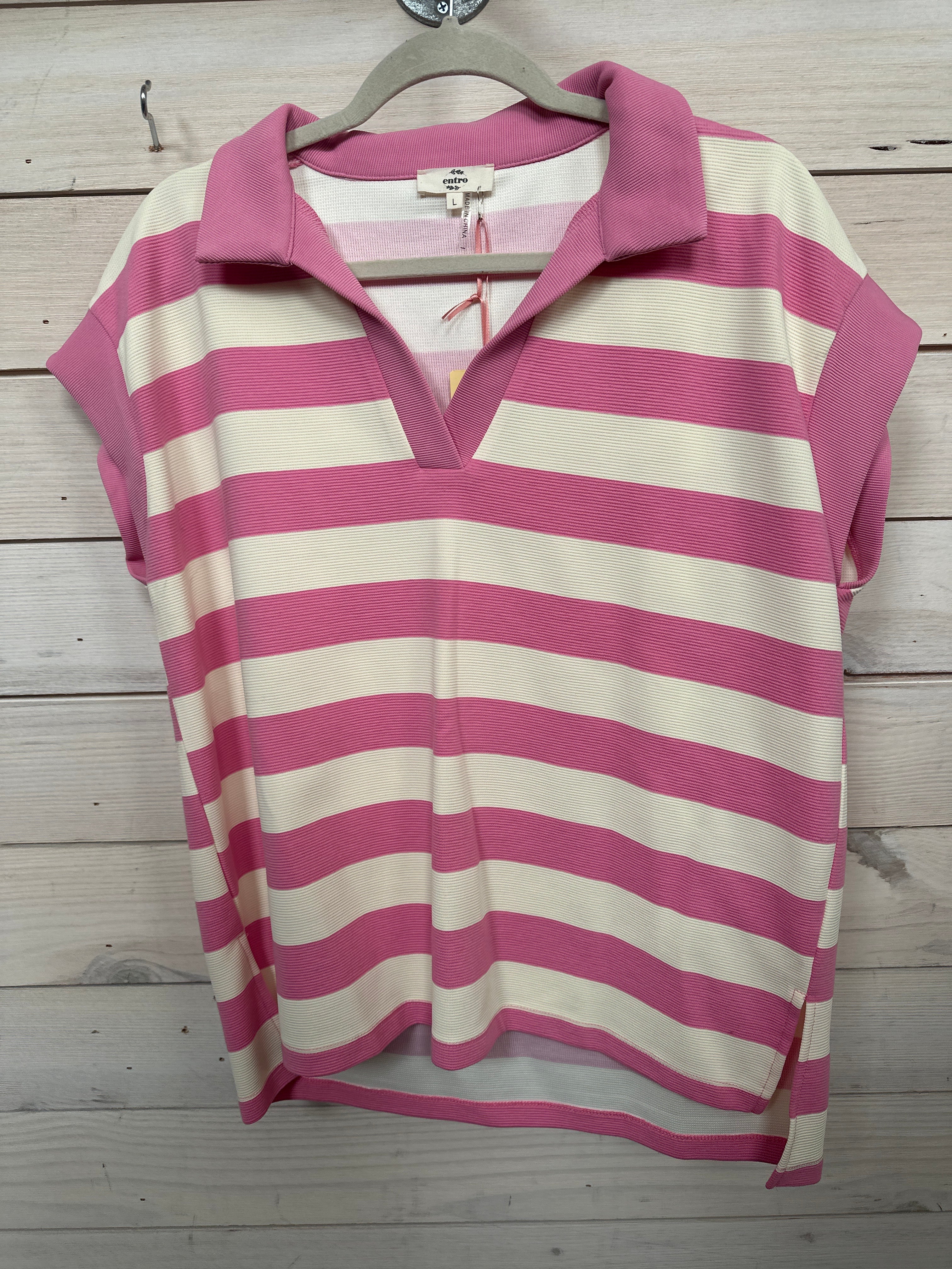 PINK AND CREAM STRIPE SHIRT