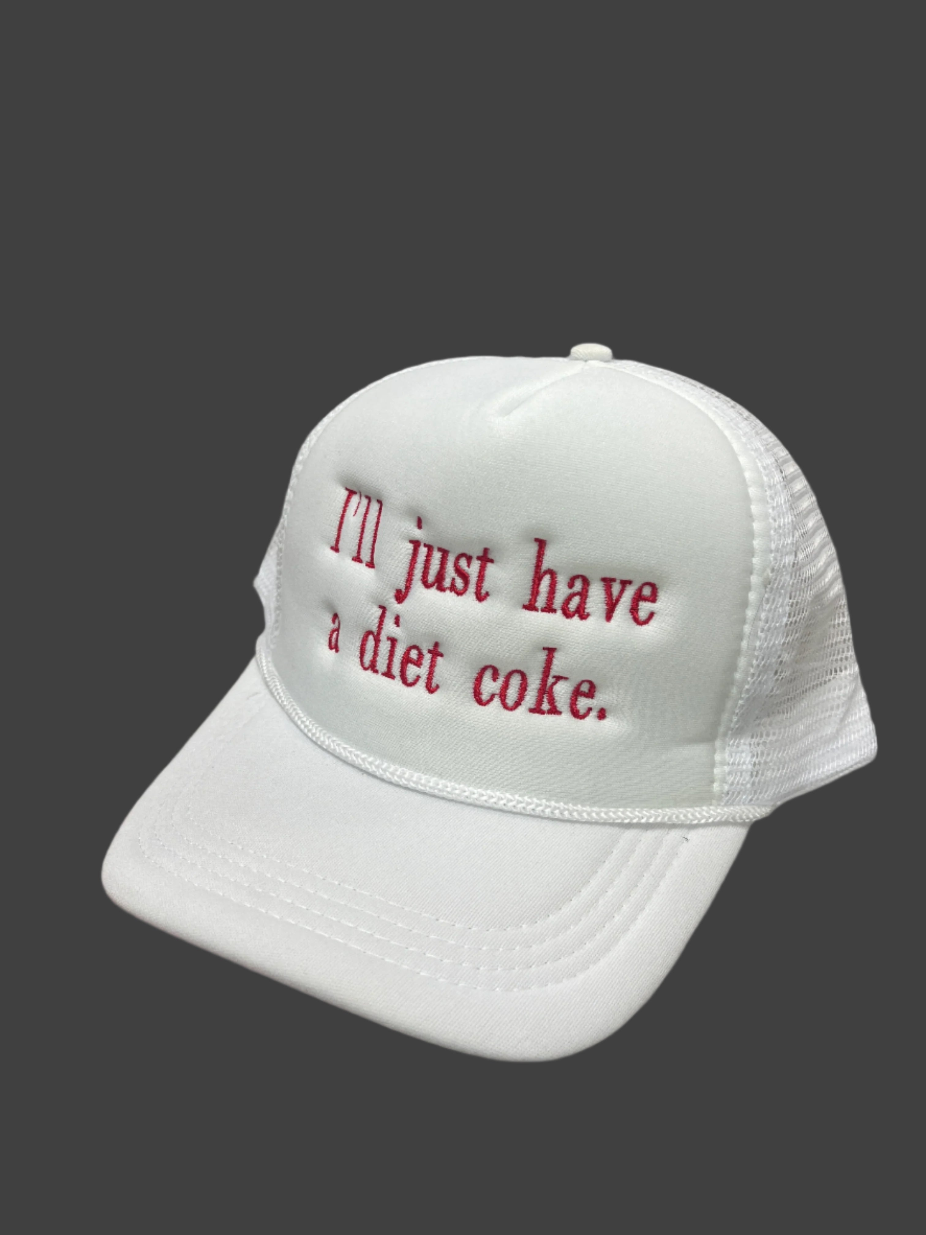 WHITE TRUCKER HAT - I'LL JUST HAVE A DIET COKE
