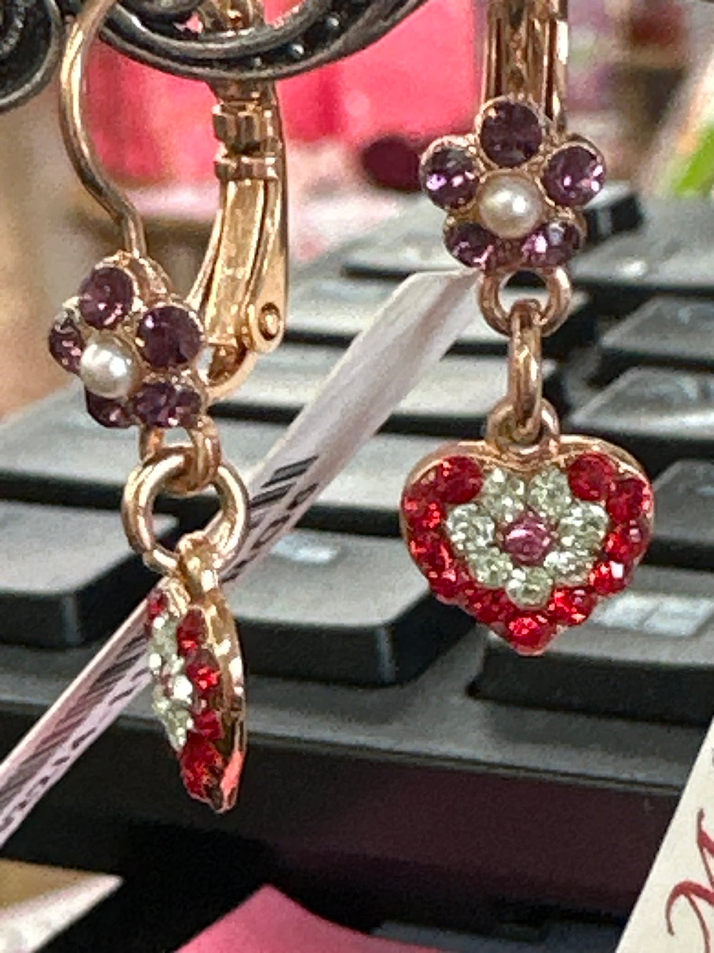 MARIANA EARRINGS - RG - 2 DROP CRYSTAL EARRINGS - PPL/RED/CLR/PRL