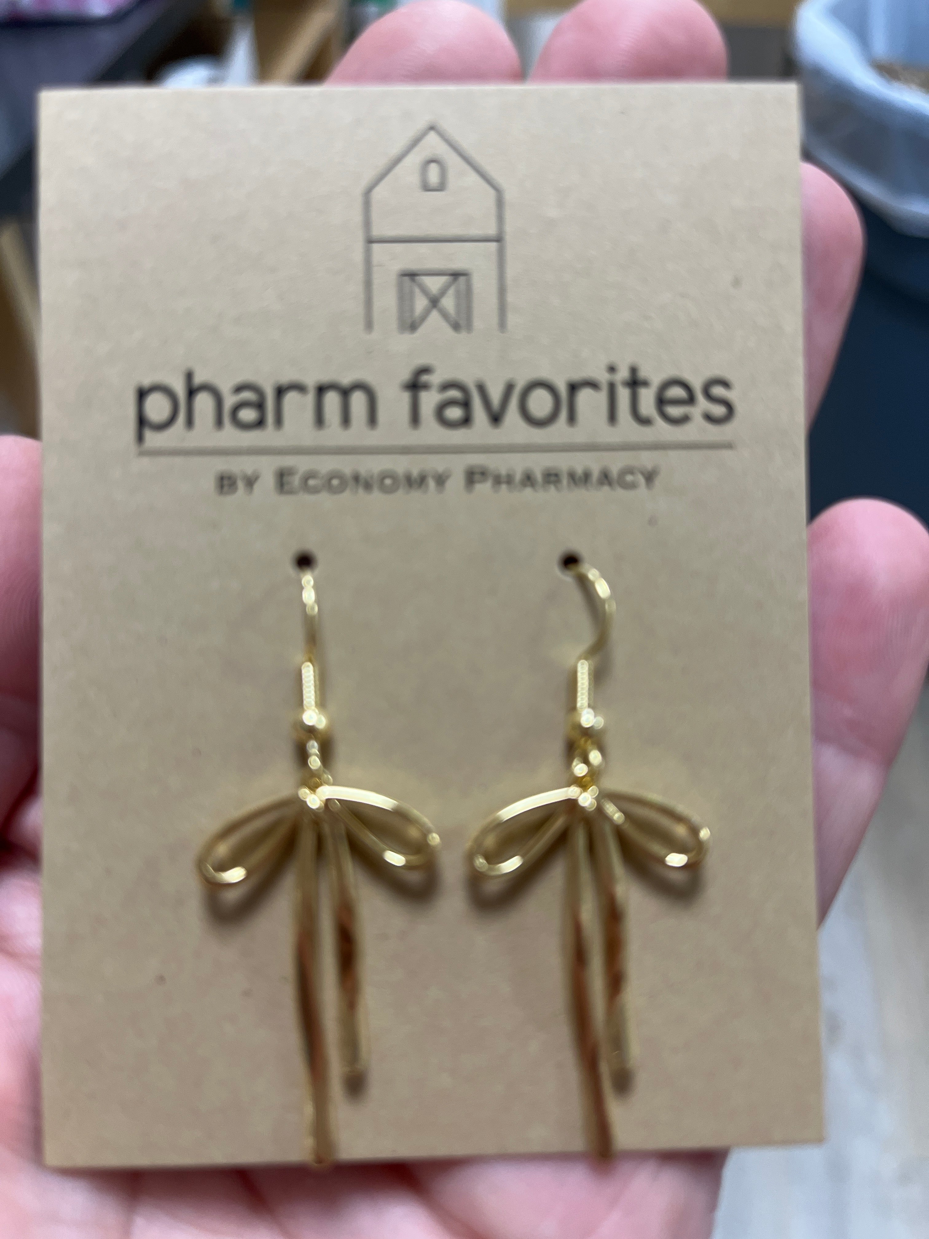 GOLD BOW DANGLE EARRINGS