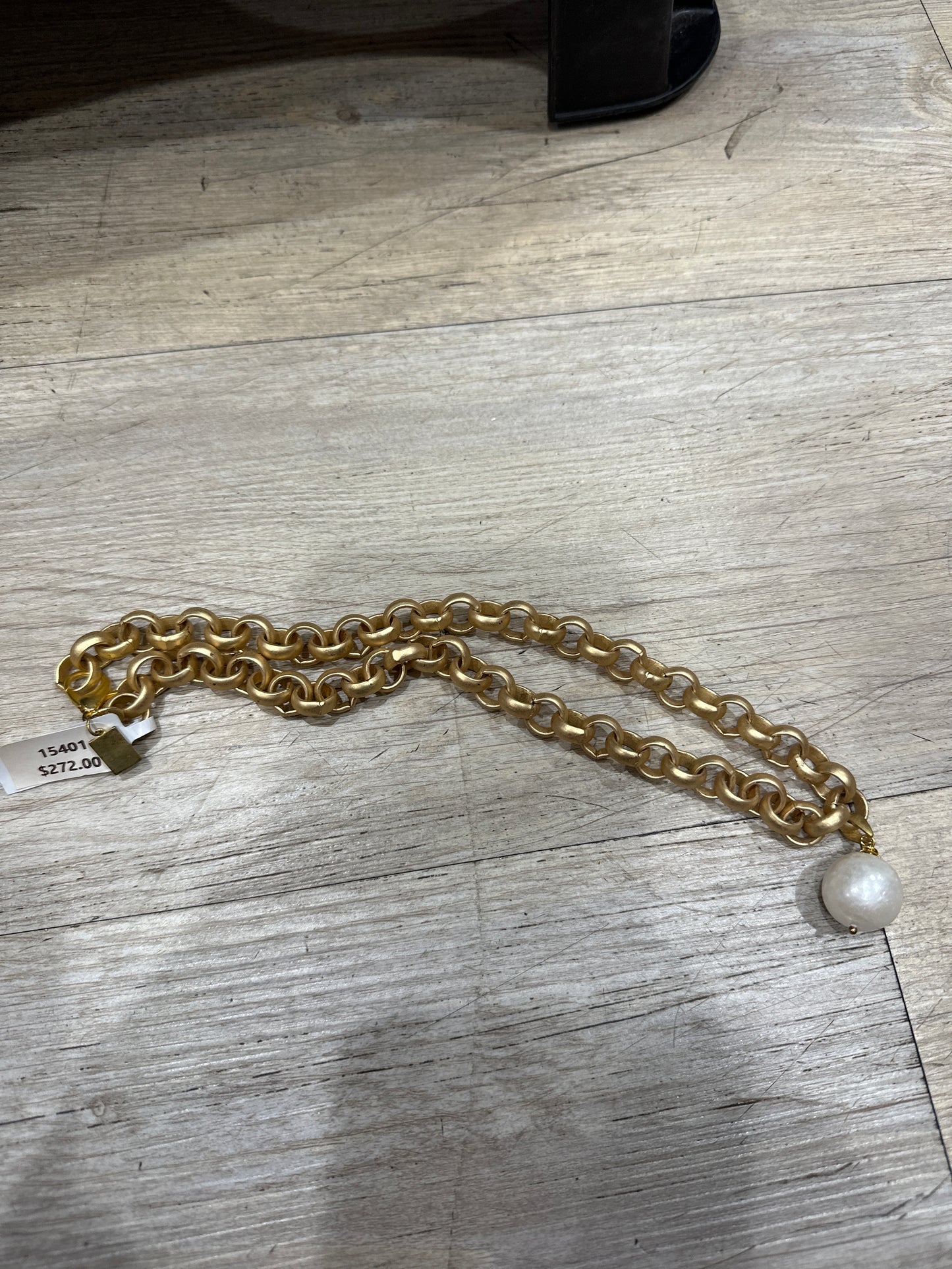 GOLD TURKISH CHOKER W/EDISON DROP