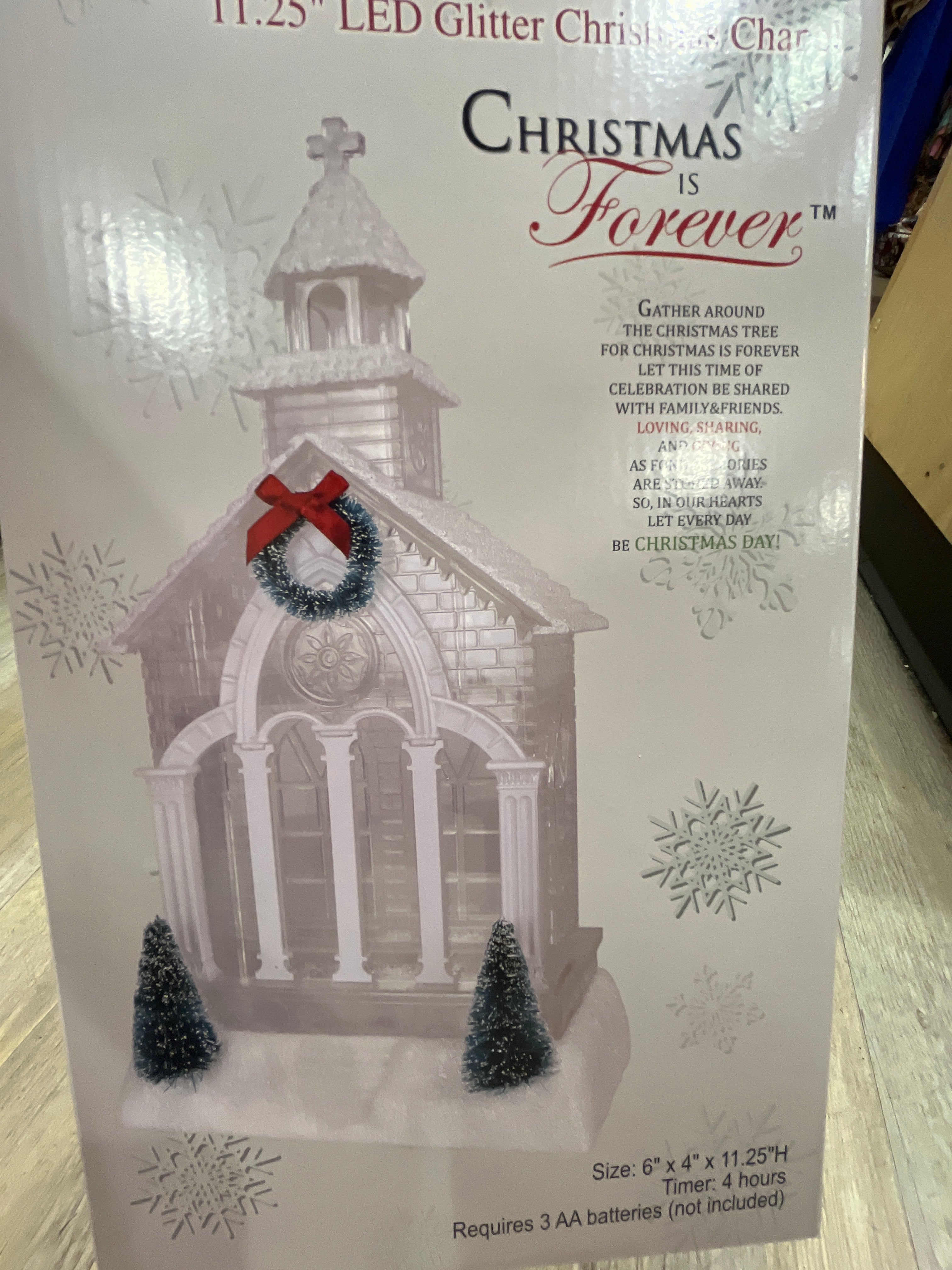 11.25" LED GLITTER CHRISTMAS CHAPEL