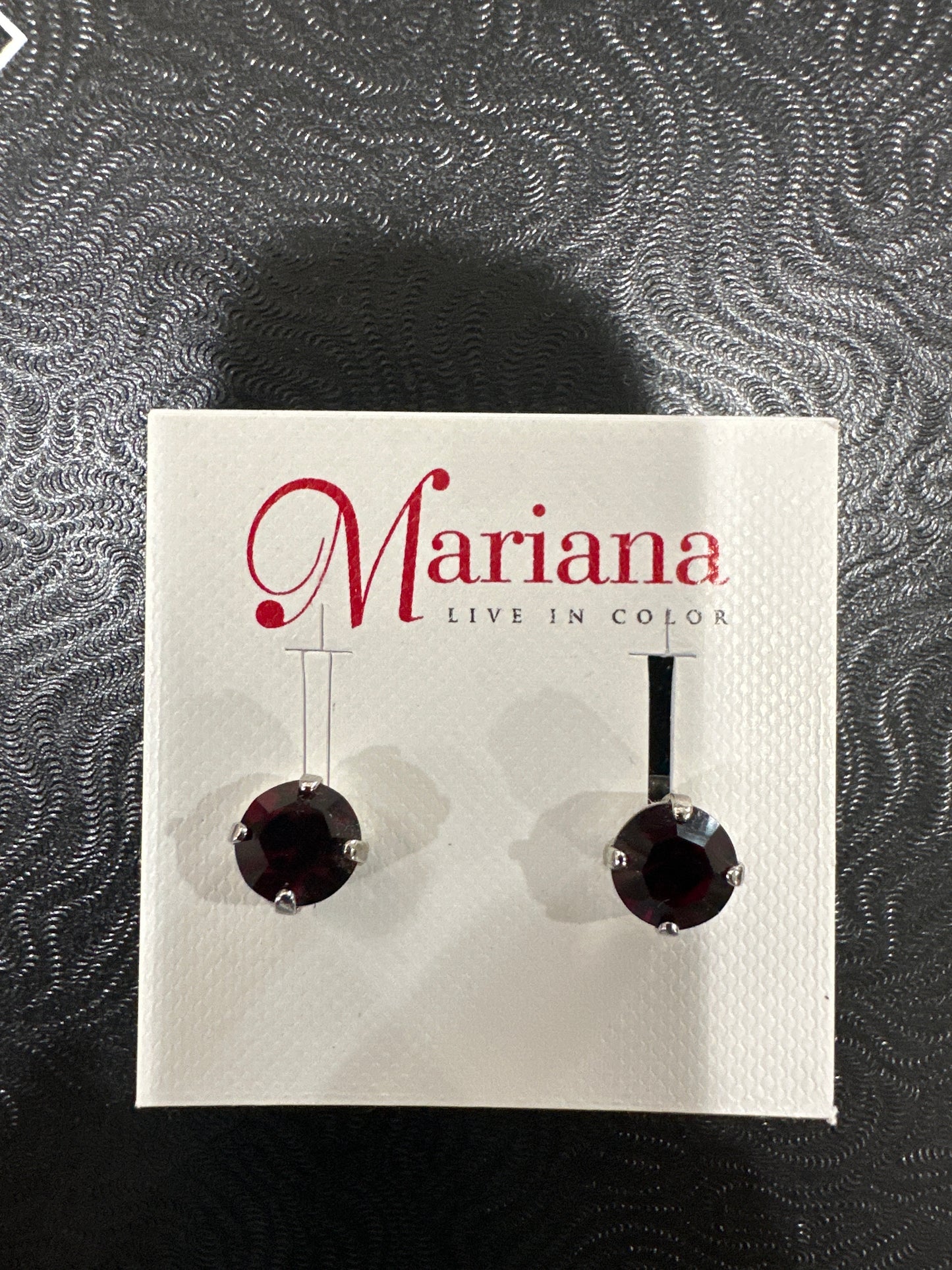 MARIANA EARR-SLVR STUDS-DK RED