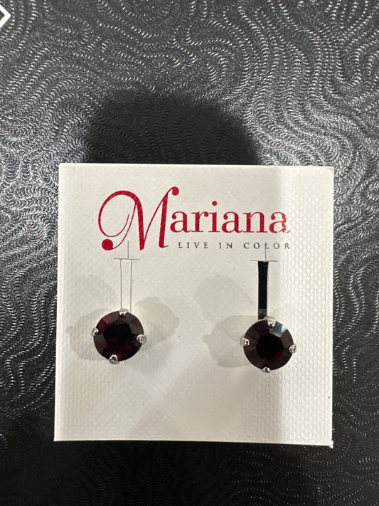 MARIANA EARR-SLVR STUDS-DK RED