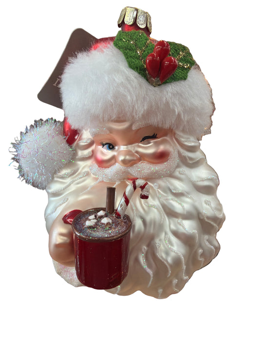 RAZ ORNAMENT-SANTA DRINKING COCOA