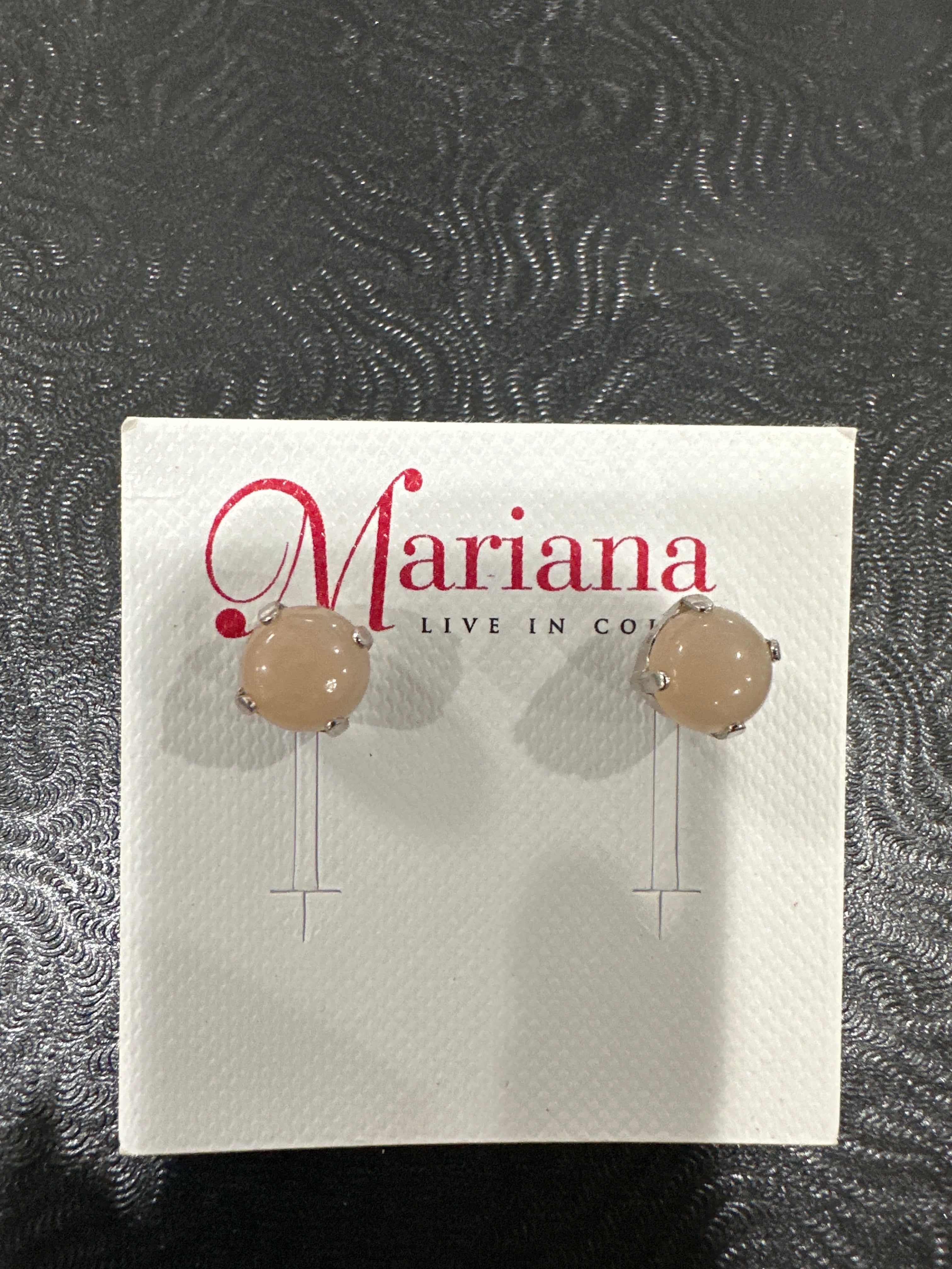 MARIANA EARR-SLVR STUDS-LT APRICOT