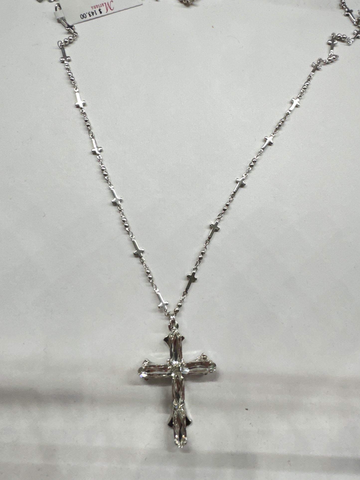 MARIANA NKLC - SLVR - CLEAR CRYSTALS CROSS PENDANT