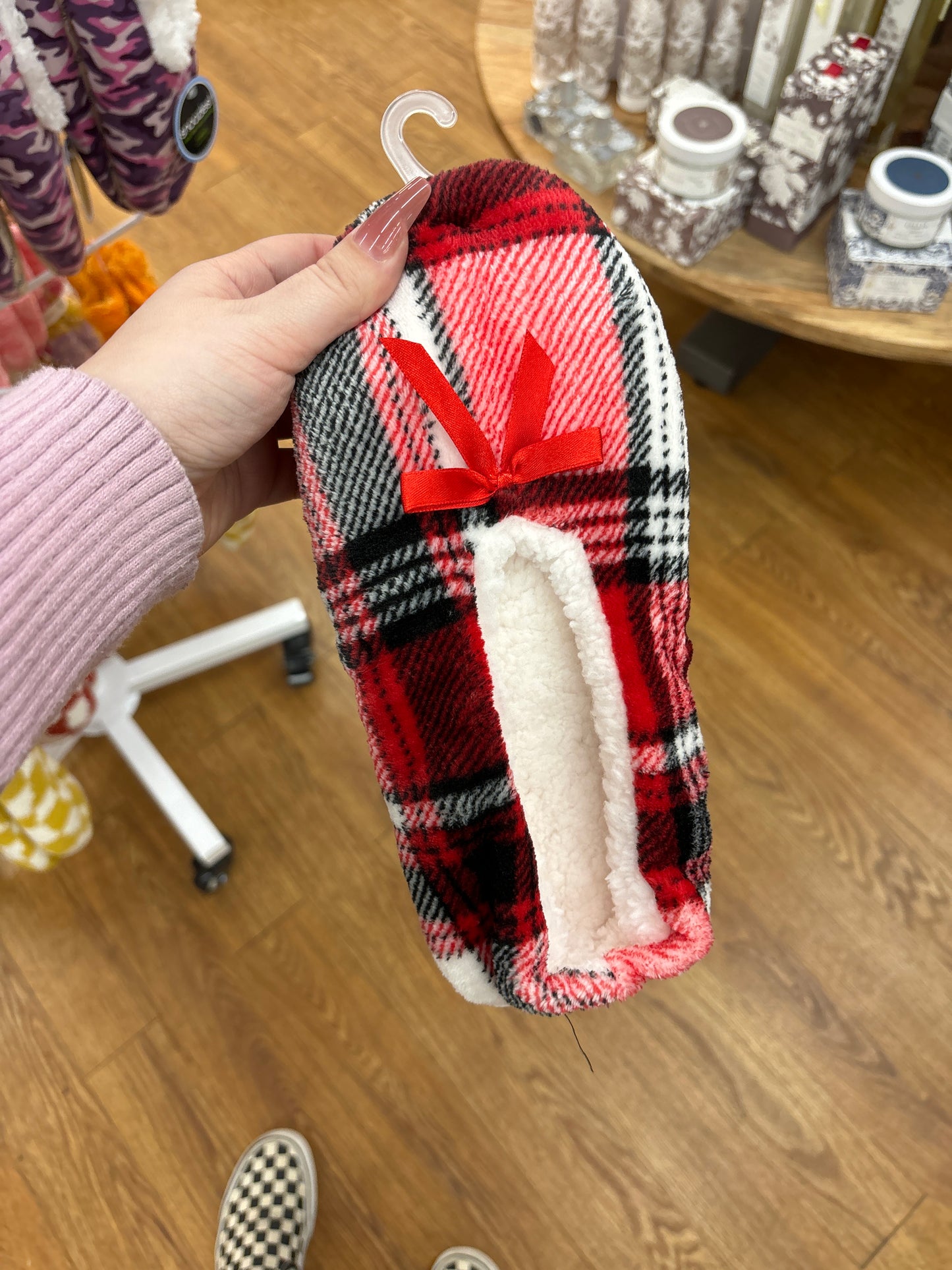 ROYAL PLAID VELVETY FLEECE SLIPPERS