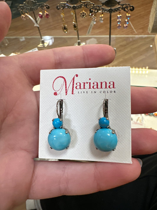 MARIANA SILVER EARRINGS W/BLUE MARBLE DROP