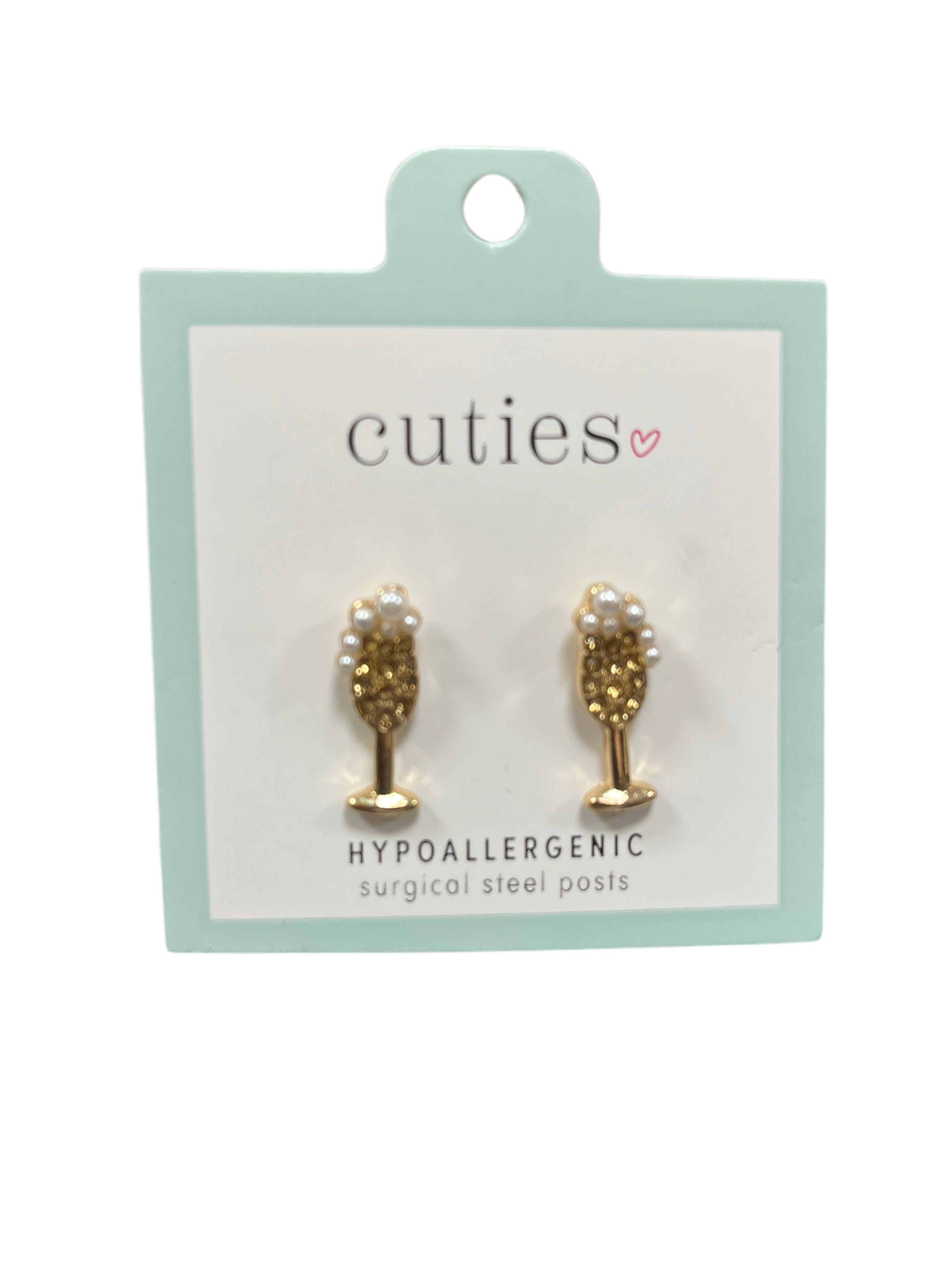 GOLD CHAMPAGNE FLUTE EARRINGS