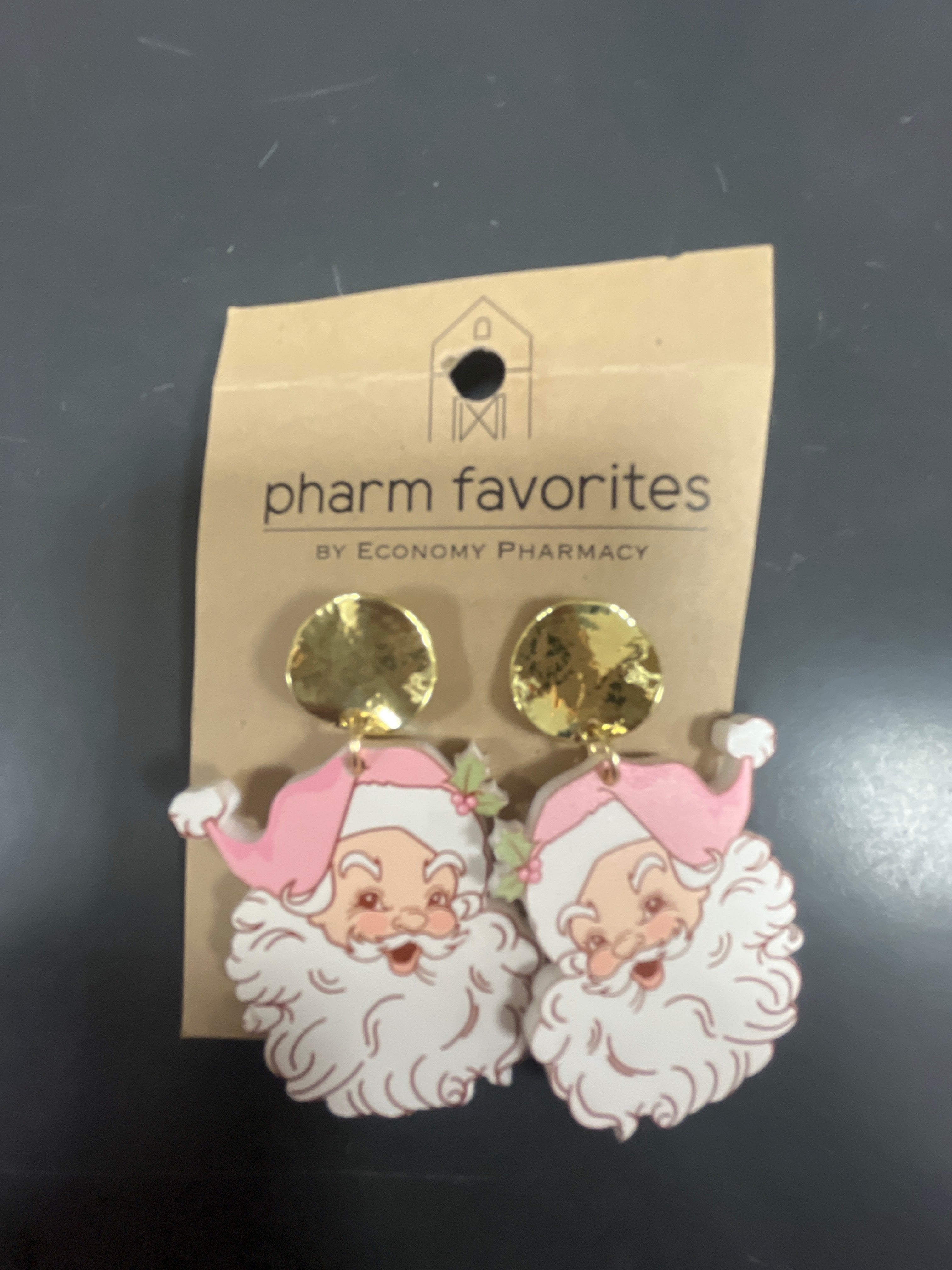 Pink Santa Face Earrings