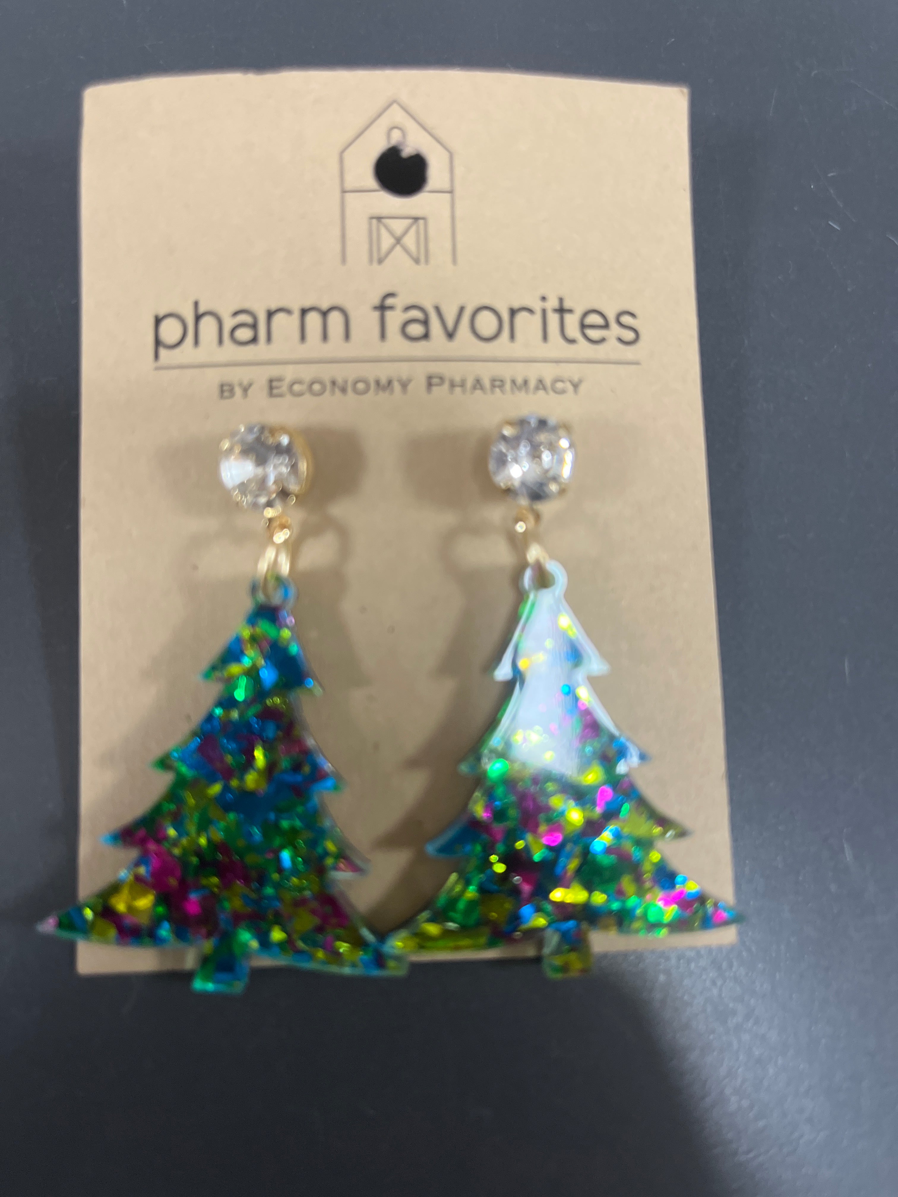 Glitter Acrylic Christmas Tree Earrings