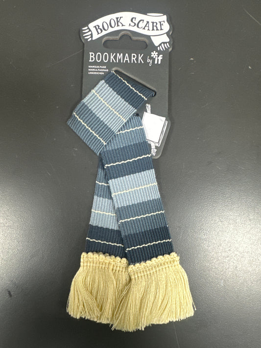 BOOK SCARF BOOKMARK -  GREY & CREAM