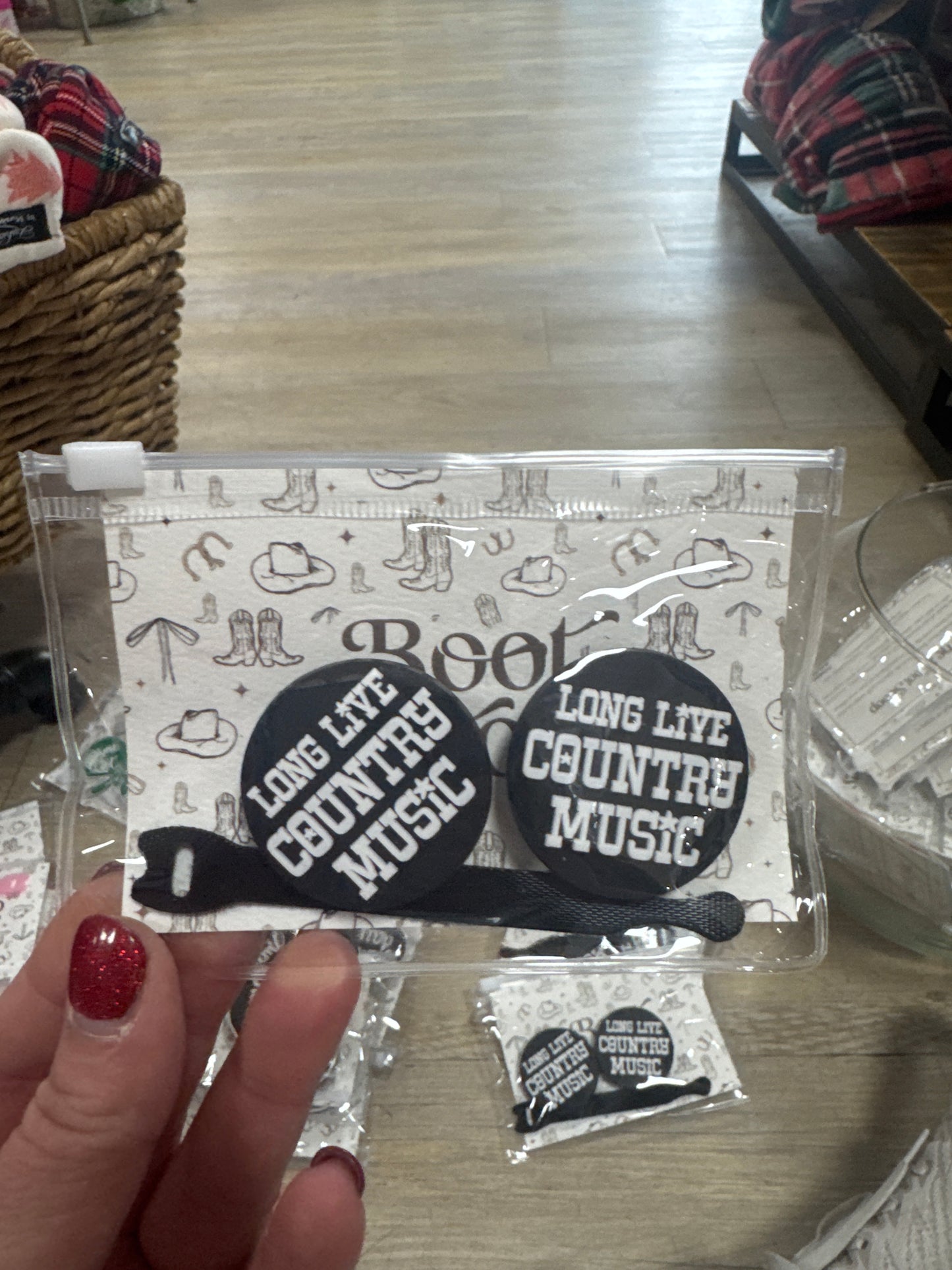 BOOT BUTTONS - COUNTRY MUSIC - BLACK