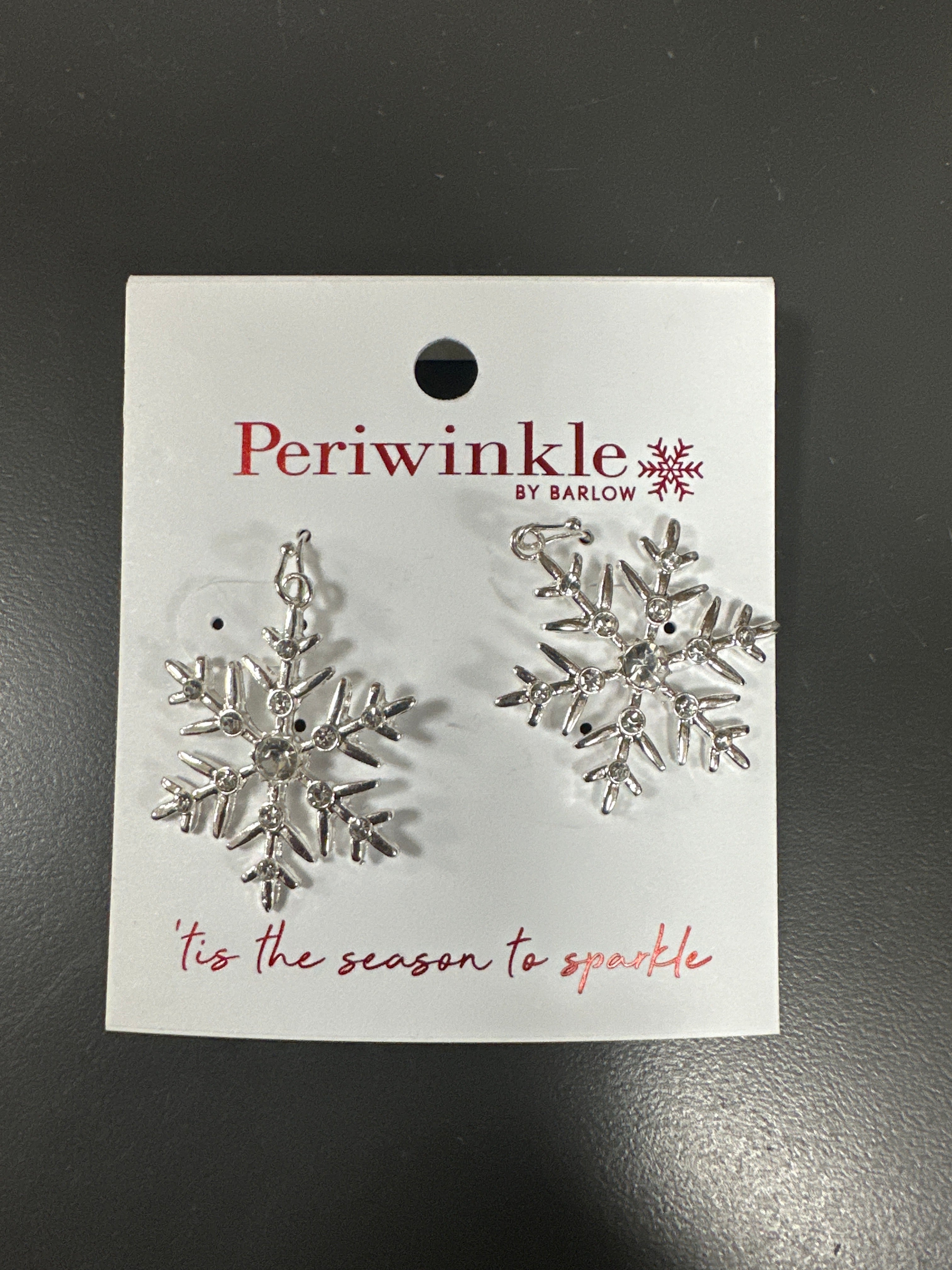 SILVER SNOWFLAKE EARRINGS WITH CENTER STONE