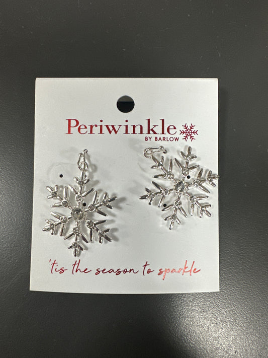 SILVER SNOWFLAKE EARRINGS WITH CENTER STONE