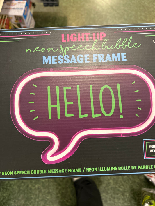 NEON SPEECH BUBBLE MESSAGE LIGHT FRAME