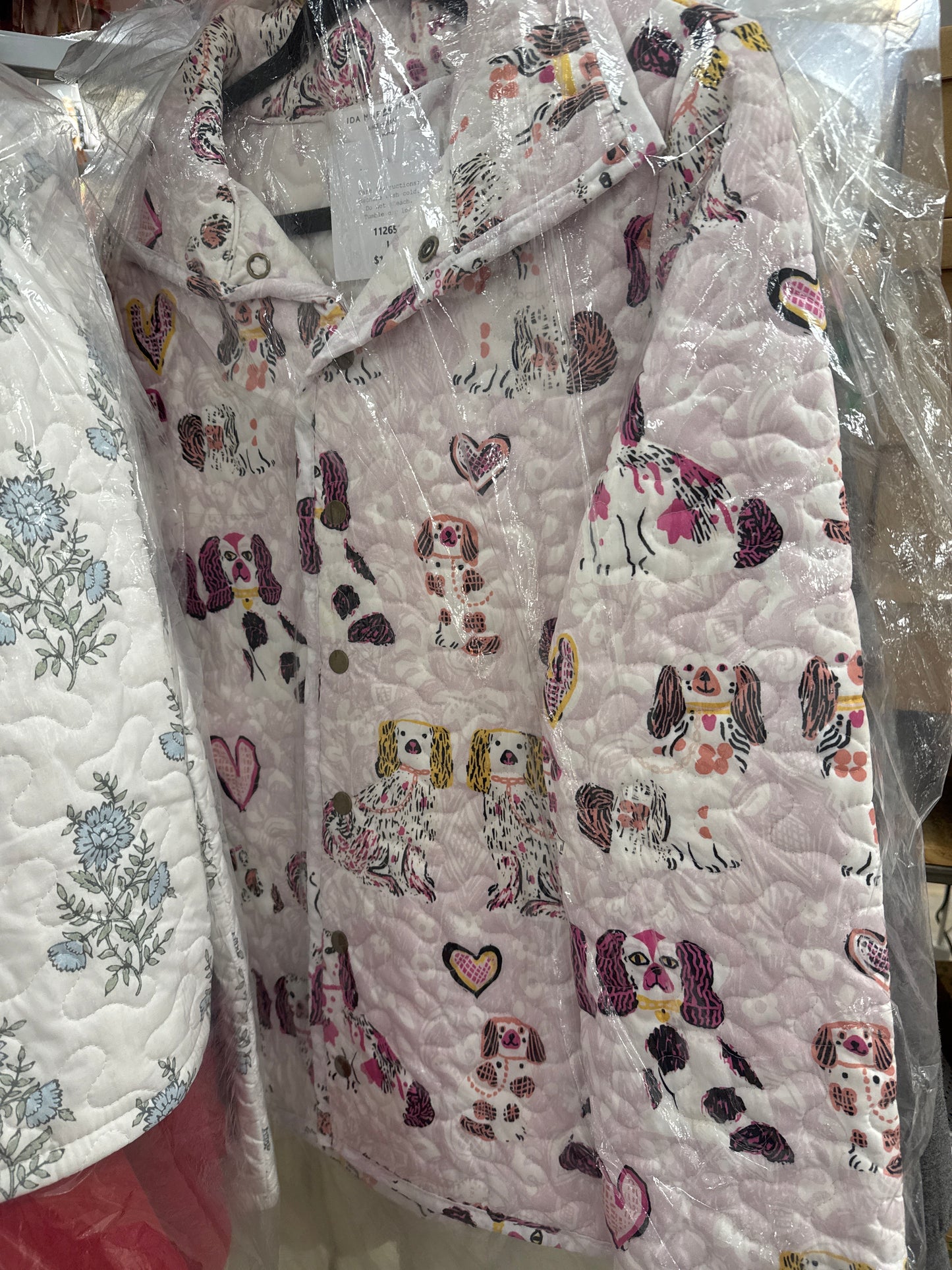 QUILTED SNAP JACKET - DOGS LIGHT PINK - L