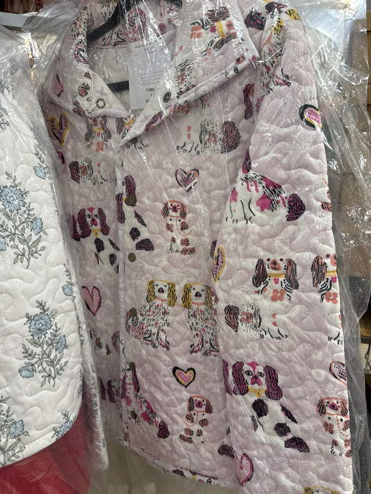 QUILTED SNAP JACKET - DOGS LIGHT PINK - L